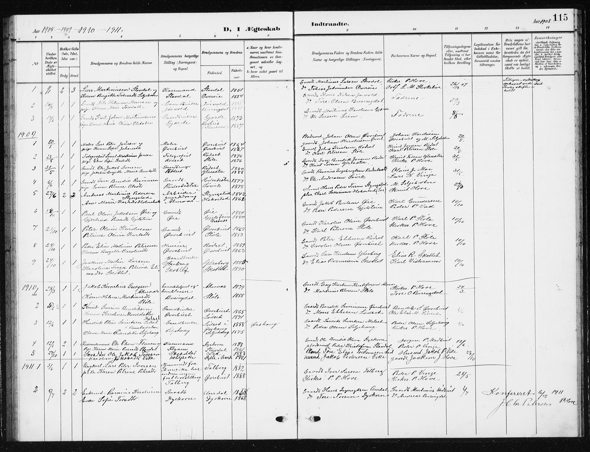 Ministerialprotokoller, klokkerbøker og fødselsregistre - Møre og Romsdal, AV/SAT-A-1454/521/L0303: Parish register (copy) no. 521C04, 1908-1943, p. 115