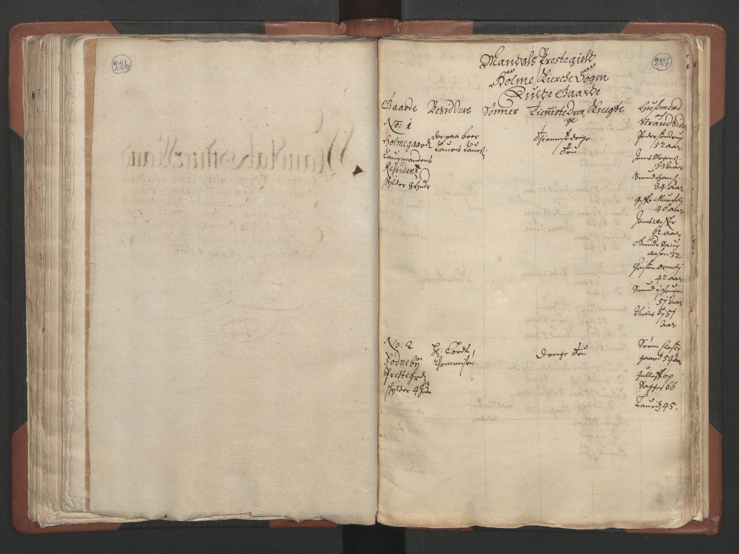 RA, Bailiff's Census 1664-1666, no. 9: Mandal len, 1664-1666, p. 226-227