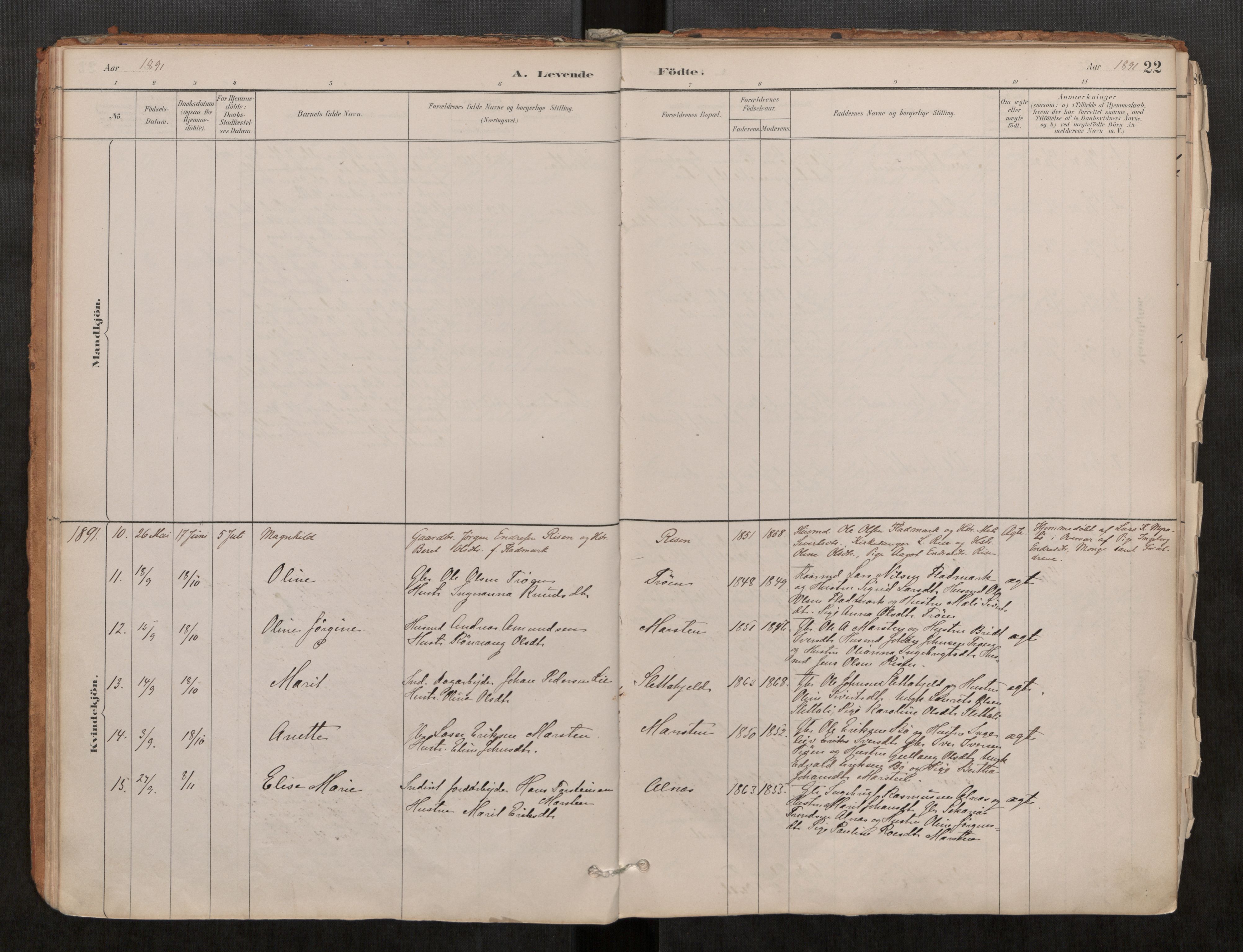 Ministerialprotokoller, klokkerbøker og fødselsregistre - Møre og Romsdal, SAT/A-1454/546/L0599: Parish register (official) no. 546A03, 1882-1920, p. 22