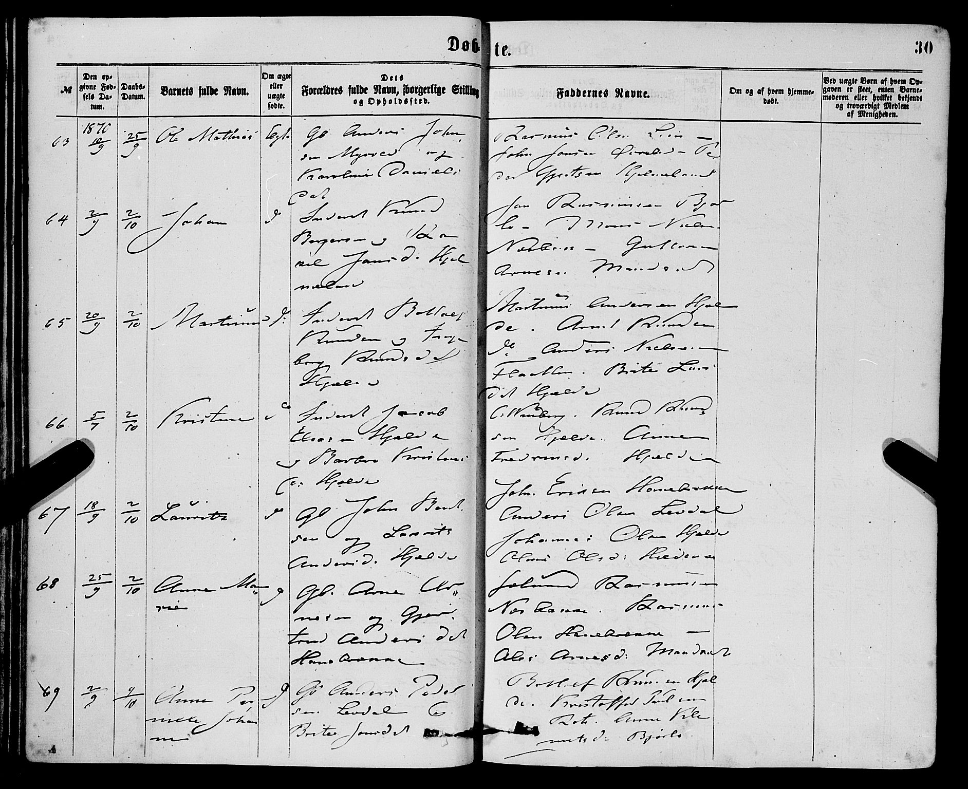 Eid sokneprestembete, SAB/A-82301/H/Haa/Haaa/L0010: Parish register (official) no. A 10, 1867-1878, p. 30
