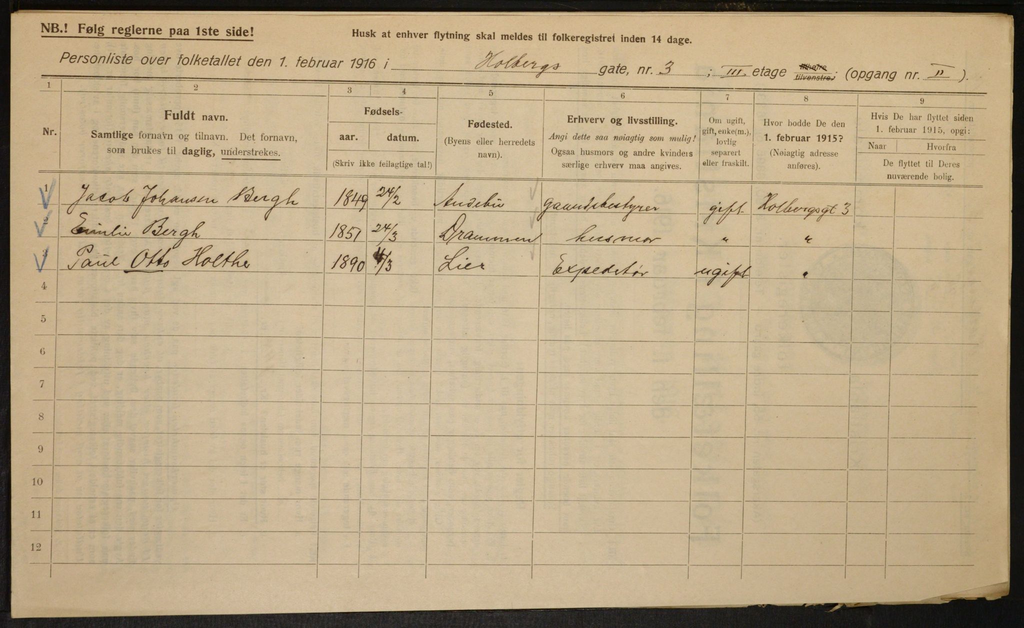 OBA, Municipal Census 1916 for Kristiania, 1916, p. 40910