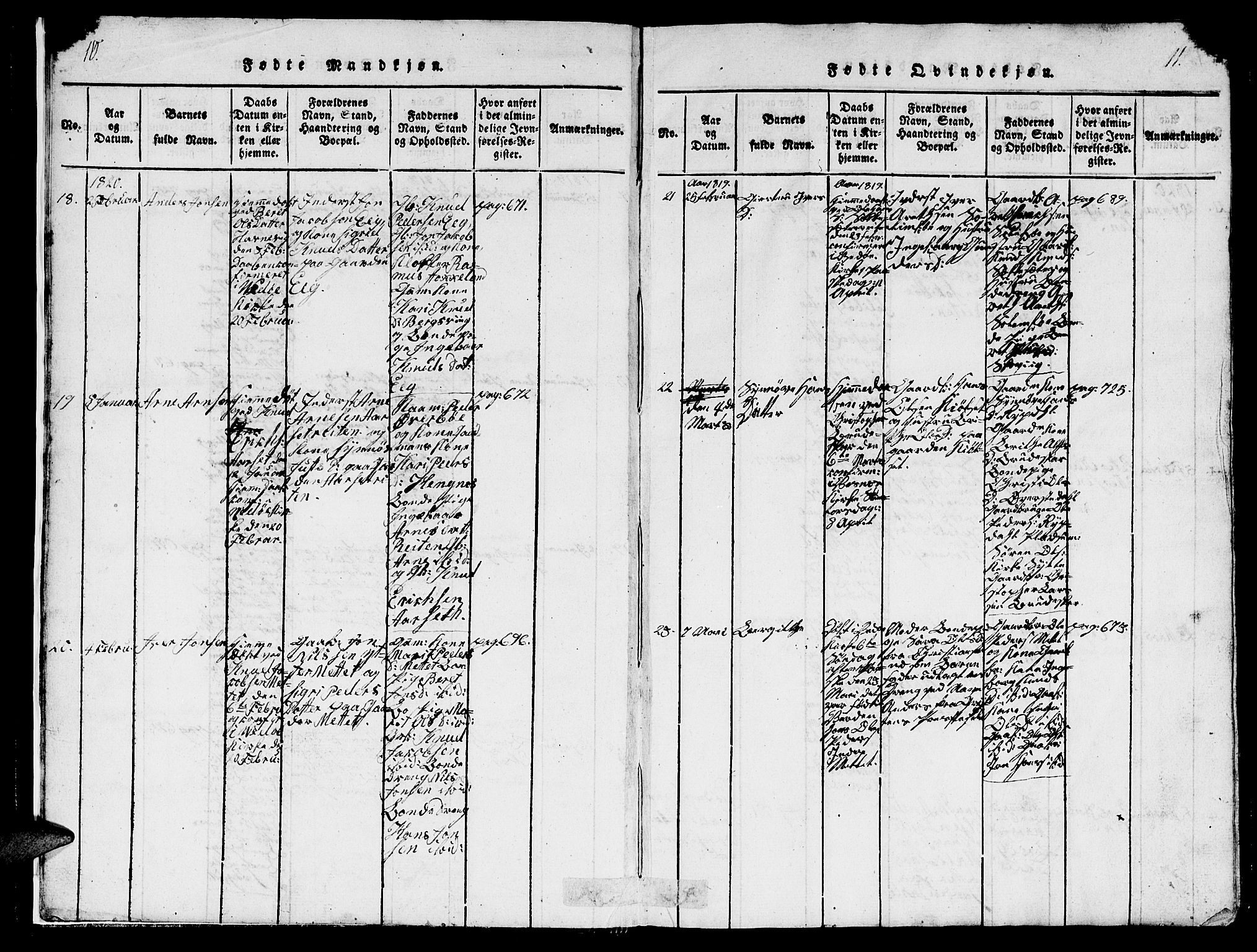 Ministerialprotokoller, klokkerbøker og fødselsregistre - Møre og Romsdal, AV/SAT-A-1454/547/L0610: Parish register (copy) no. 547C01, 1818-1839, p. 10-11