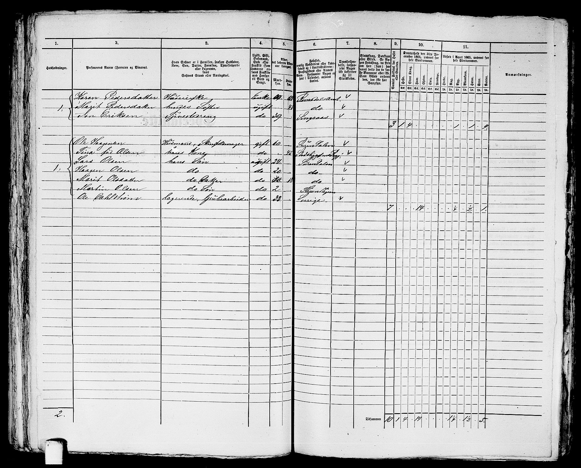 RA, 1865 census for Trondheim, 1865, p. 2286