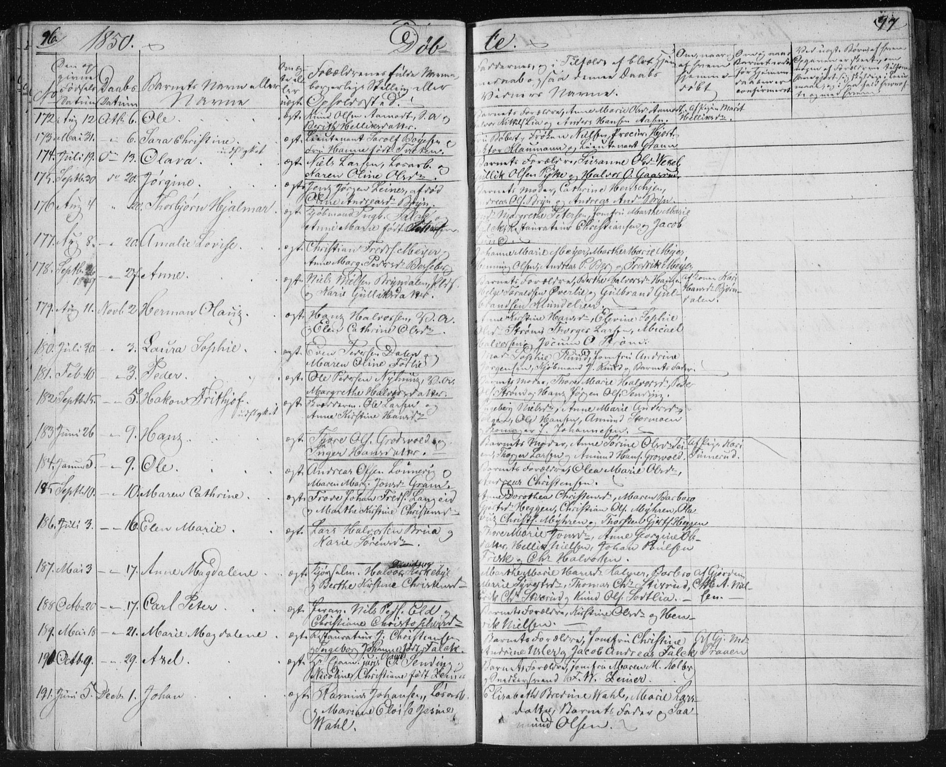 Kongsberg kirkebøker, SAKO/A-22/F/Fa/L0009: Parish register (official) no. I 9, 1839-1858, p. 96-97