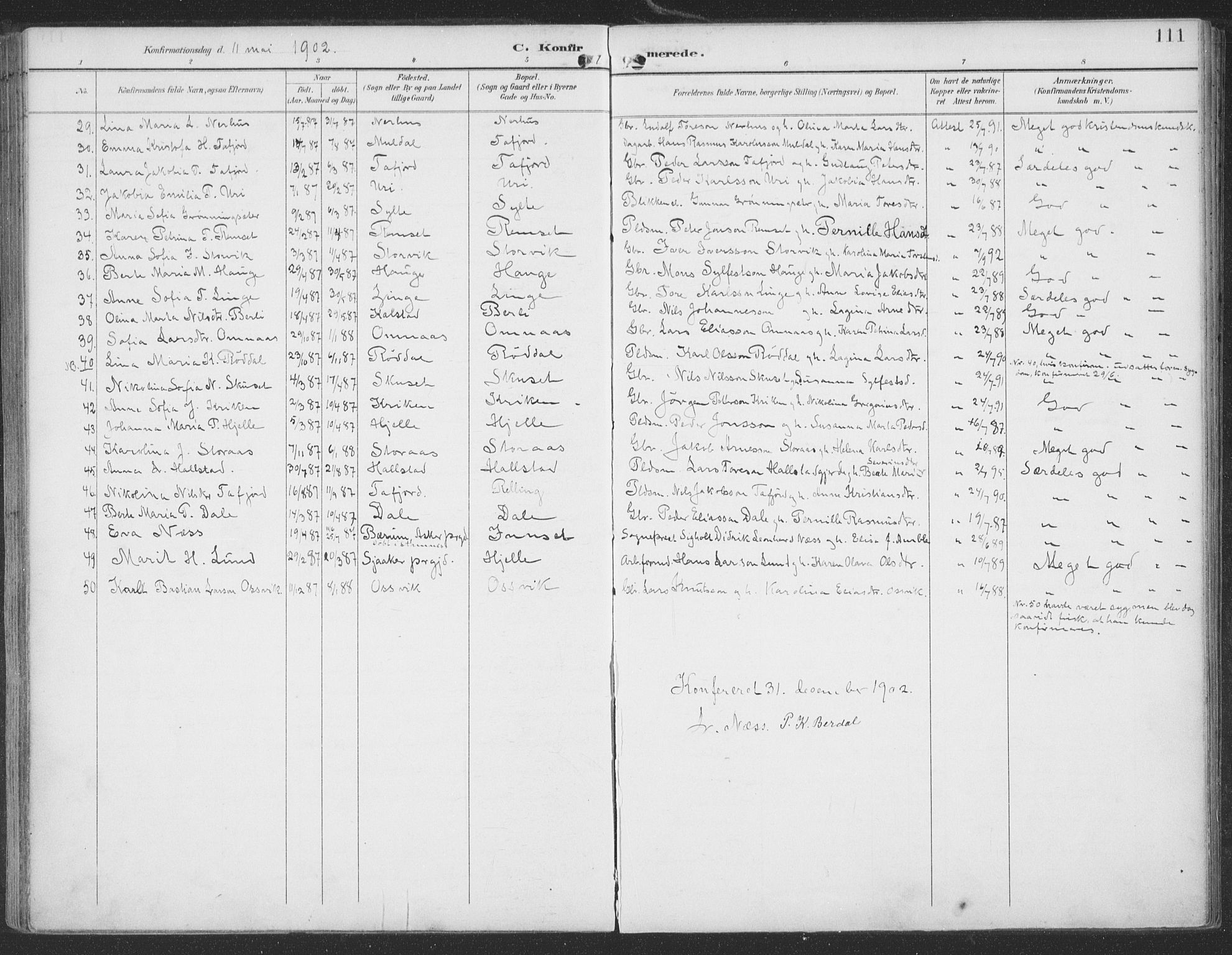 Ministerialprotokoller, klokkerbøker og fødselsregistre - Møre og Romsdal, AV/SAT-A-1454/519/L0256: Parish register (official) no. 519A15, 1895-1912, p. 111