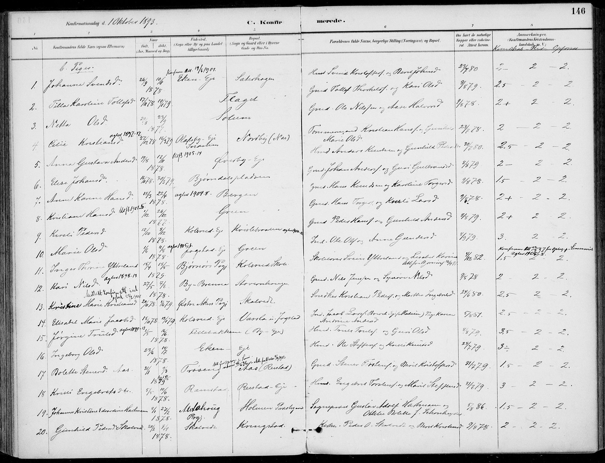 Sigdal kirkebøker, AV/SAKO-A-245/F/Fb/L0001: Parish register (official) no. II 1, 1888-1900, p. 146