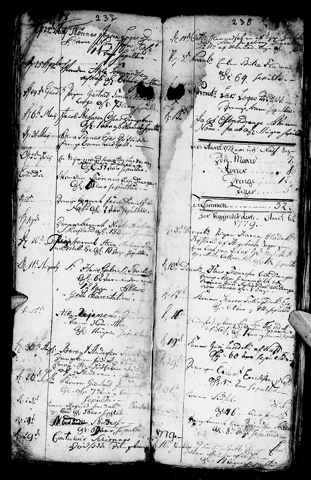 Flekkefjord sokneprestkontor, AV/SAK-1111-0012/F/Fa/Fac/L0001: Parish register (official) no. A 1, 1773-1806, p. 237-238