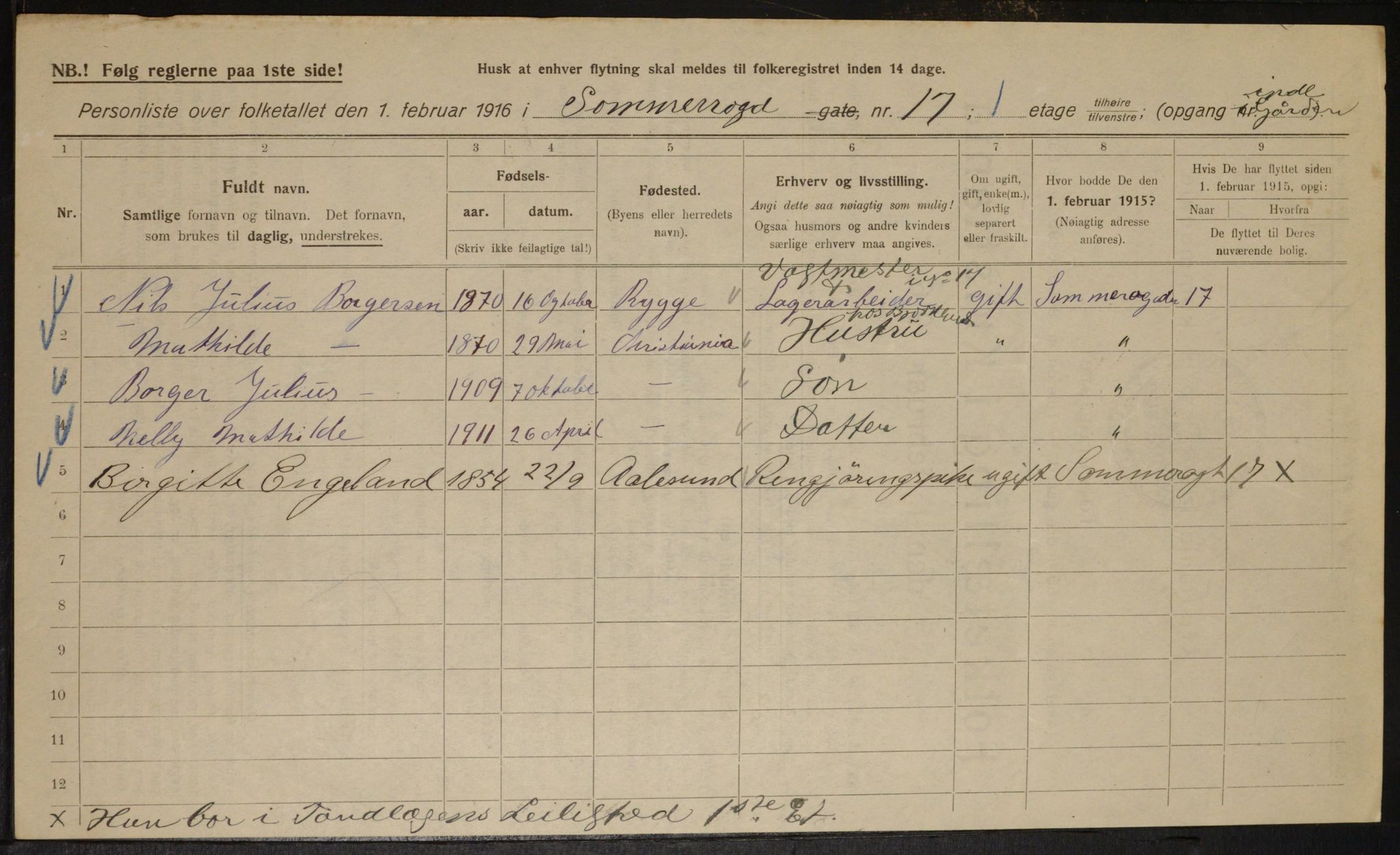 OBA, Municipal Census 1916 for Kristiania, 1916, p. 102255