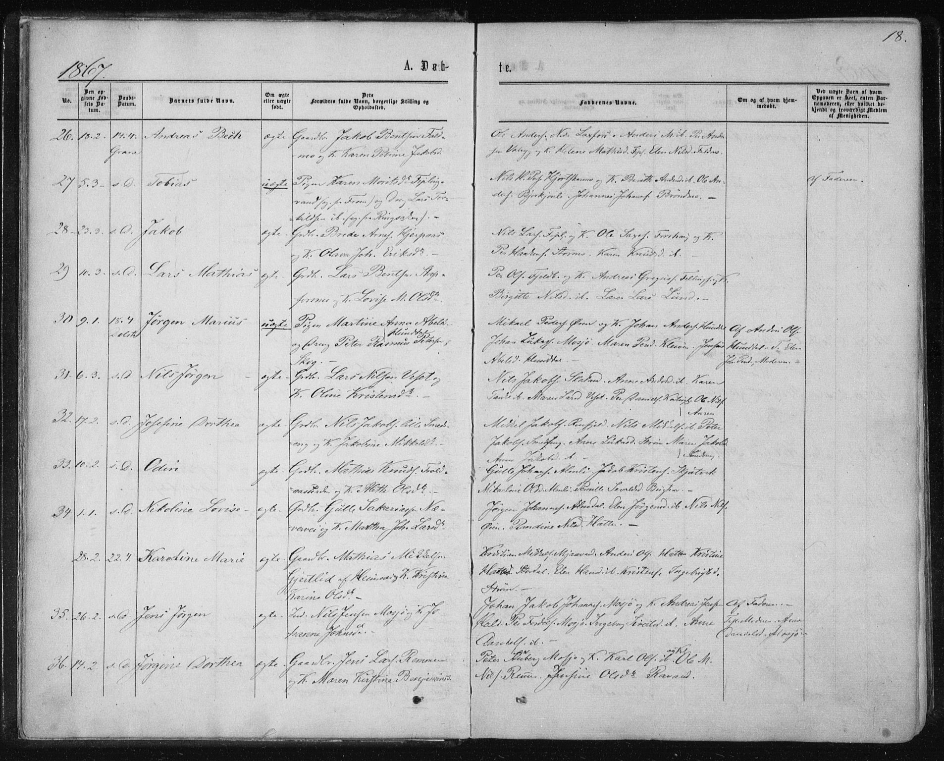 Ministerialprotokoller, klokkerbøker og fødselsregistre - Nordland, AV/SAT-A-1459/820/L0294: Parish register (official) no. 820A15, 1866-1879, p. 18