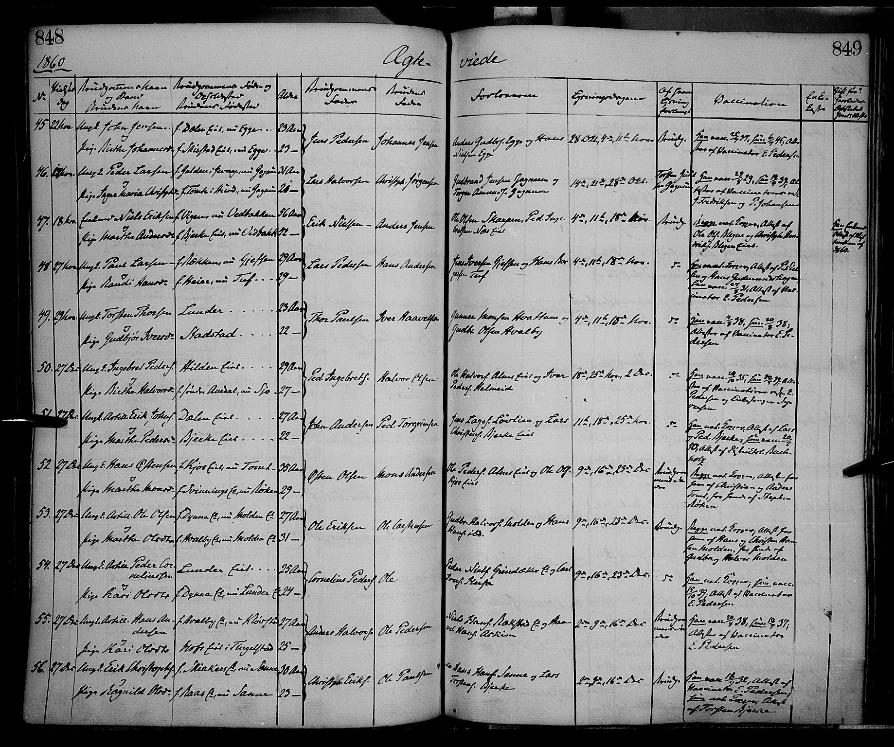 Gran prestekontor, AV/SAH-PREST-112/H/Ha/Haa/L0012: Parish register (official) no. 12, 1856-1874, p. 848-849