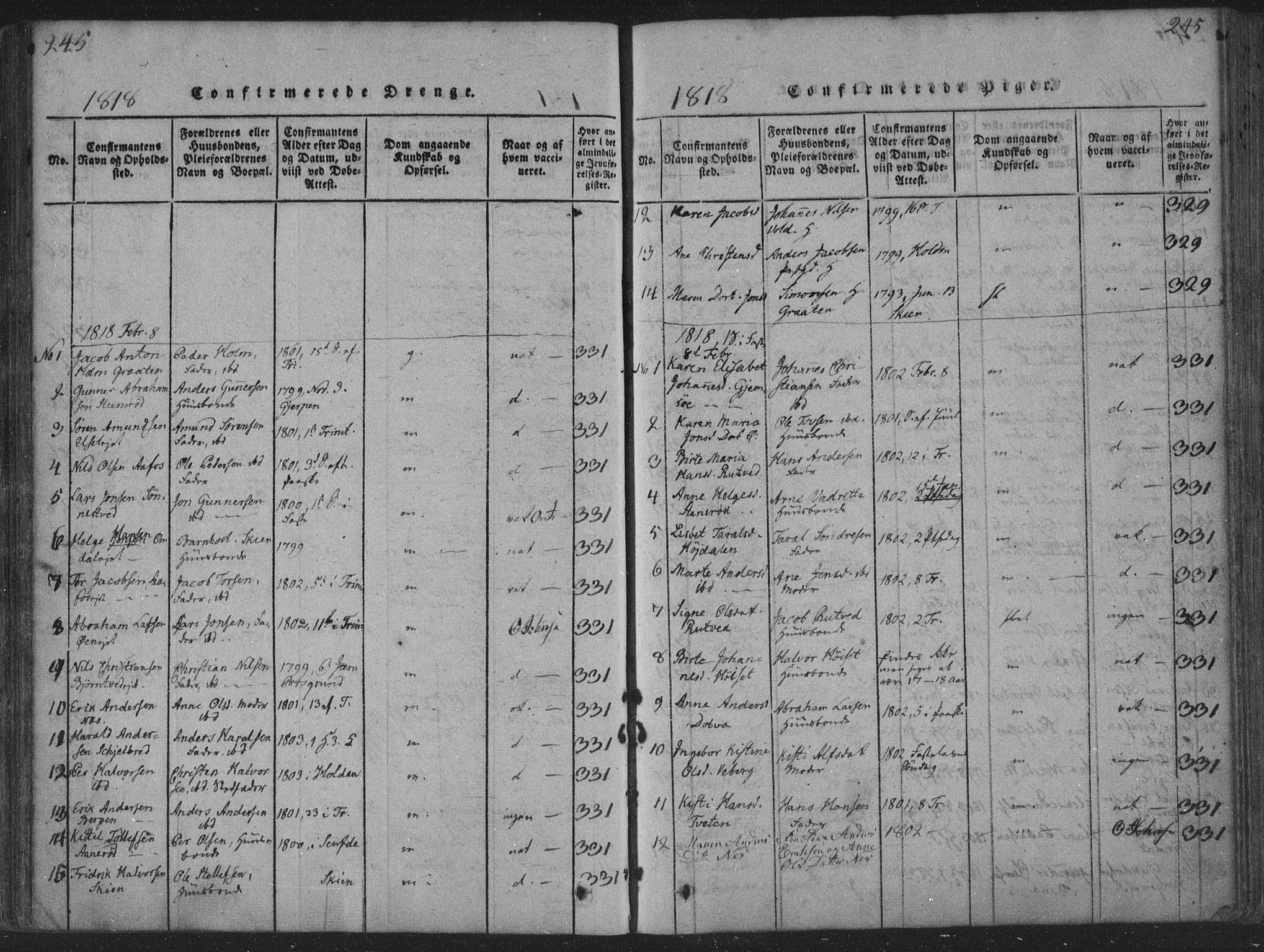 Solum kirkebøker, SAKO/A-306/F/Fa/L0004: Parish register (official) no. I 4, 1814-1833, p. 245