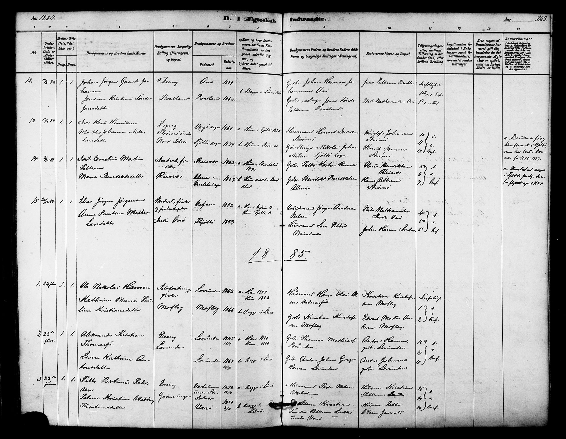 Ministerialprotokoller, klokkerbøker og fødselsregistre - Nordland, SAT/A-1459/839/L0568: Parish register (official) no. 839A05, 1880-1902, p. 268