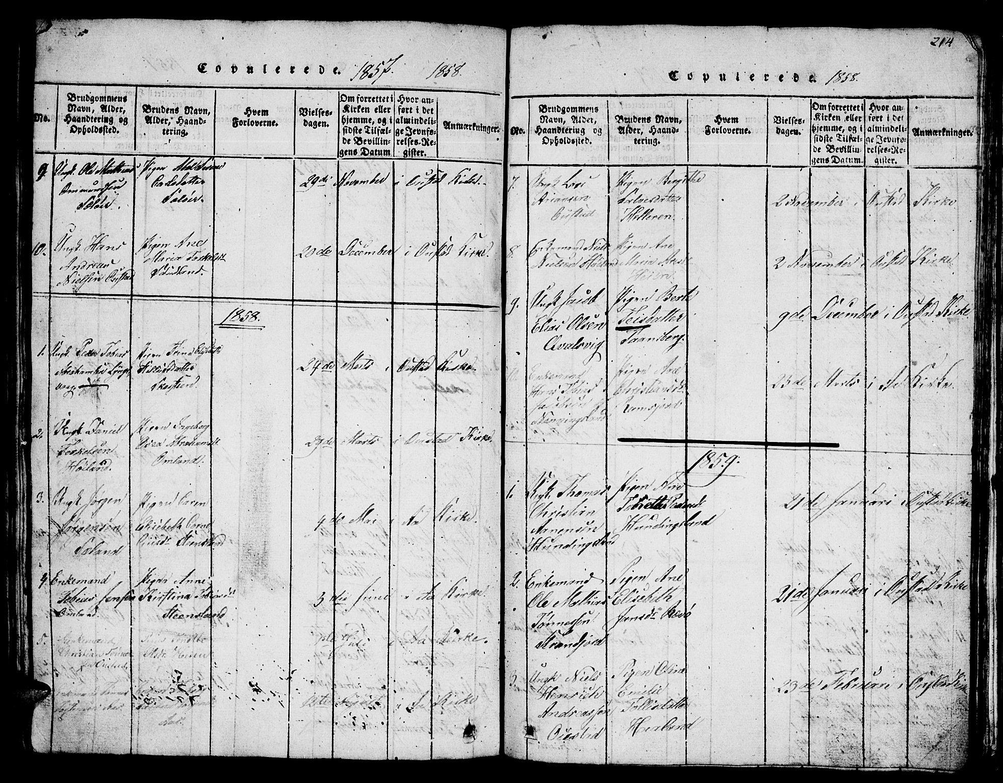 Lyngdal sokneprestkontor, SAK/1111-0029/F/Fb/Fba/L0001: Parish register (copy) no. B 1, 1816-1876, p. 214
