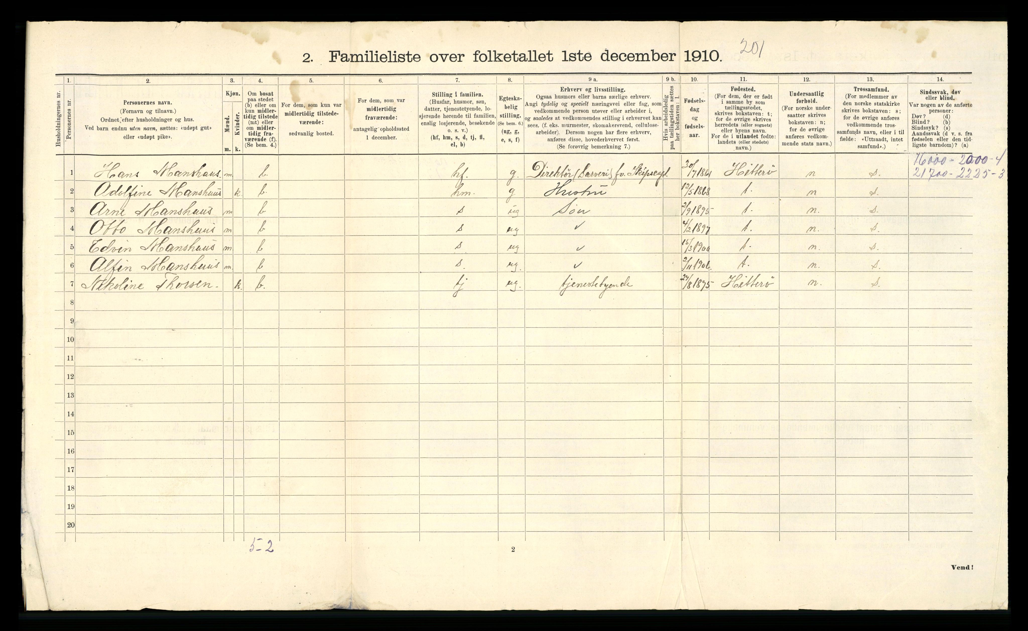 RA, 1910 census for Flekkefjord, 1910, p. 69