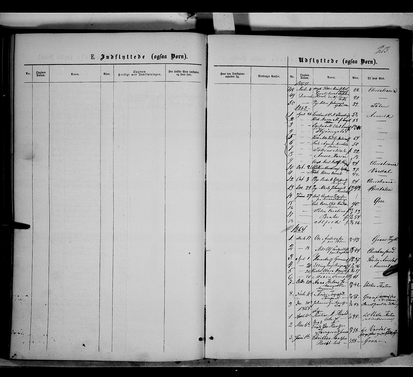 Søndre Land prestekontor, SAH/PREST-122/K/L0001: Parish register (official) no. 1, 1860-1877, p. 213