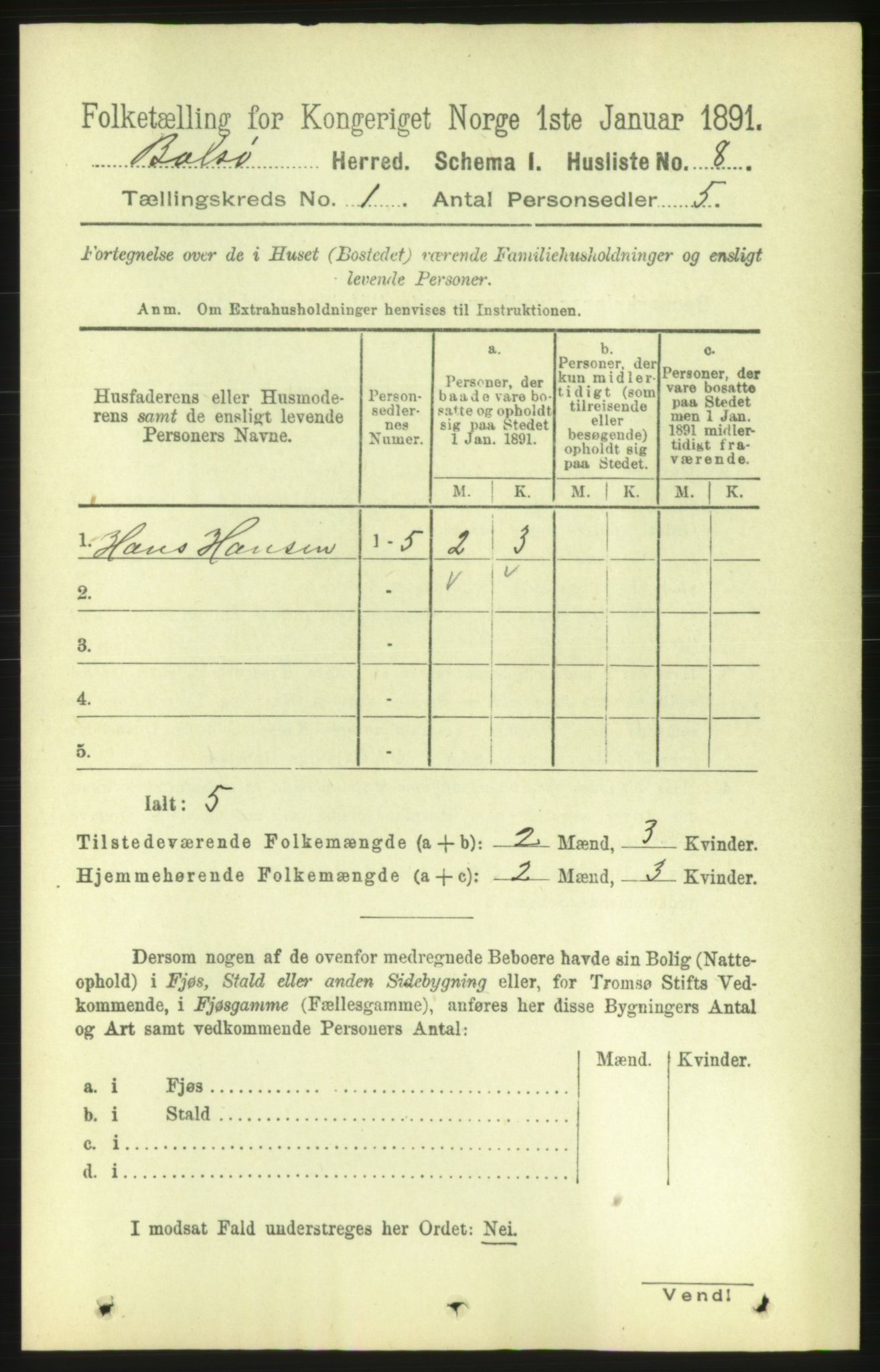 RA, 1891 census for 1544 Bolsøy, 1891, p. 39