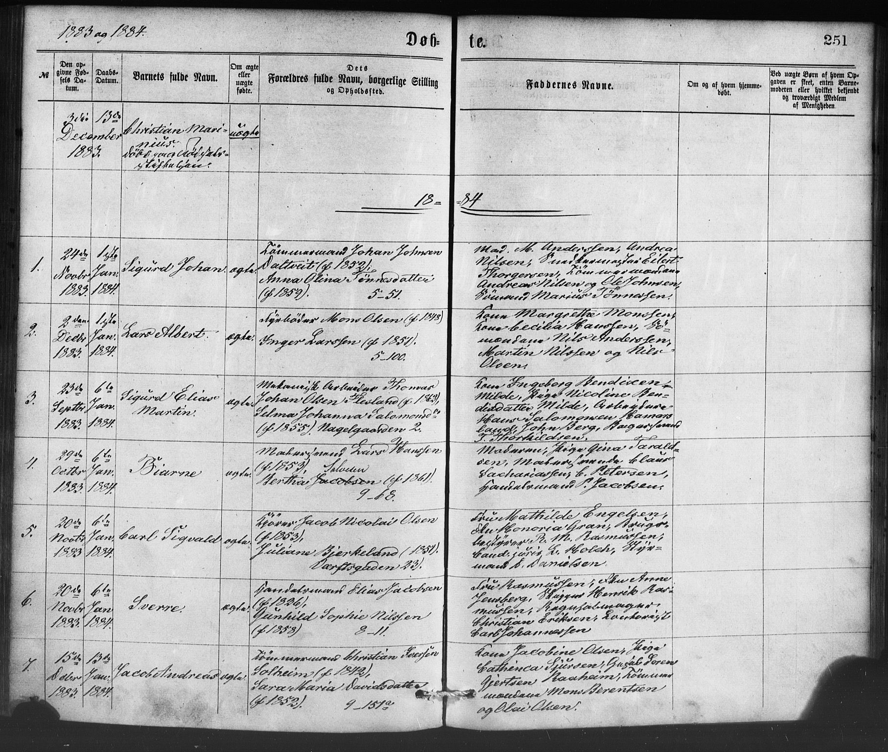 Nykirken Sokneprestembete, SAB/A-77101/H/Haa/L0016: Parish register (official) no. B 3, 1870-1884, p. 251