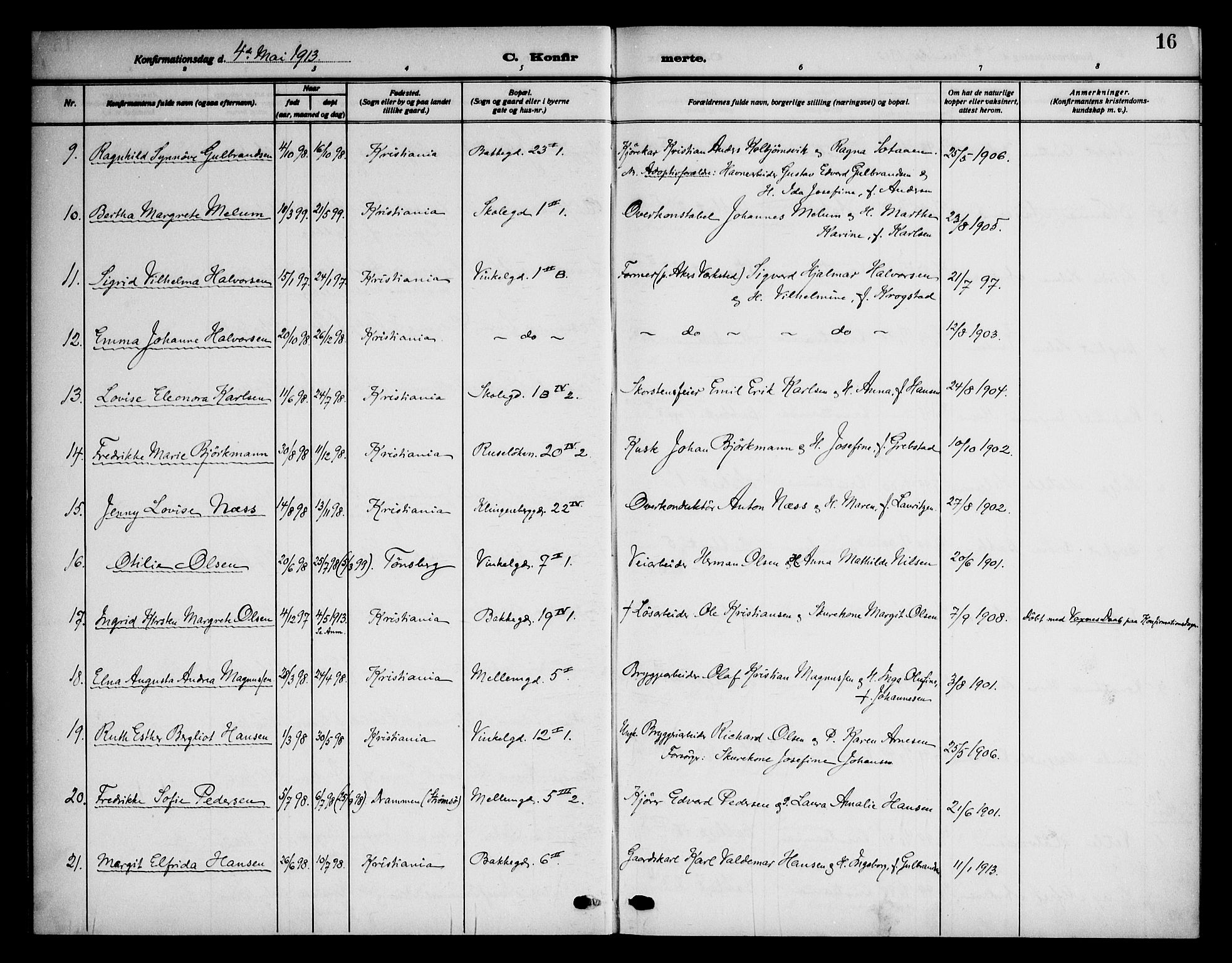 Piperviken prestekontor Kirkebøker, AV/SAO-A-10874/F/L0001: Parish register (official) no. 1, 1911-1958, p. 16