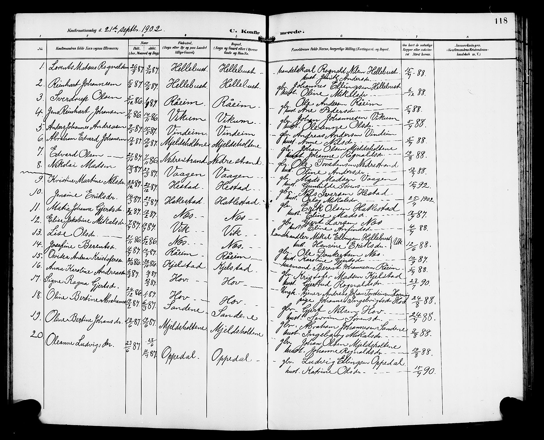Gaular sokneprestembete, SAB/A-80001/H/Hab: Parish register (copy) no. C 4, 1895-1920, p. 118