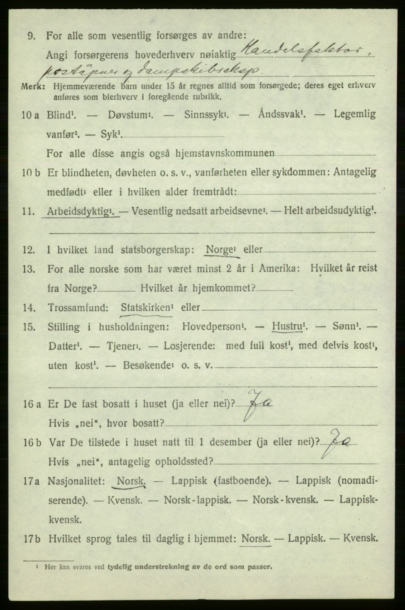 SATØ, 1920 census for Loppa, 1920, p. 899