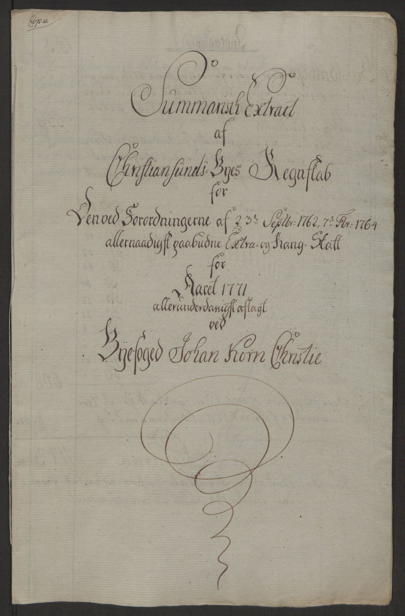 Rentekammeret inntil 1814, Reviderte regnskaper, Byregnskaper, AV/RA-EA-4066/R/Rr/L0495/0004: [R1] Kontribusjonsregnskap / Ekstraskatt, 1762-1772, p. 244