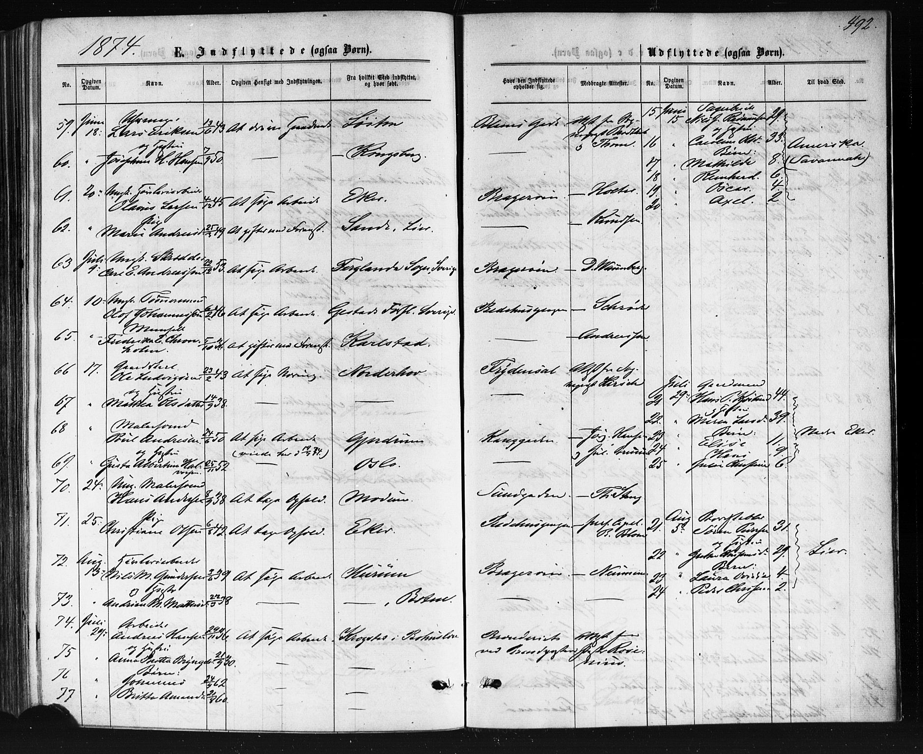 Bragernes kirkebøker, AV/SAKO-A-6/F/Fb/L0004: Parish register (official) no. II 4, 1869-1875, p. 492