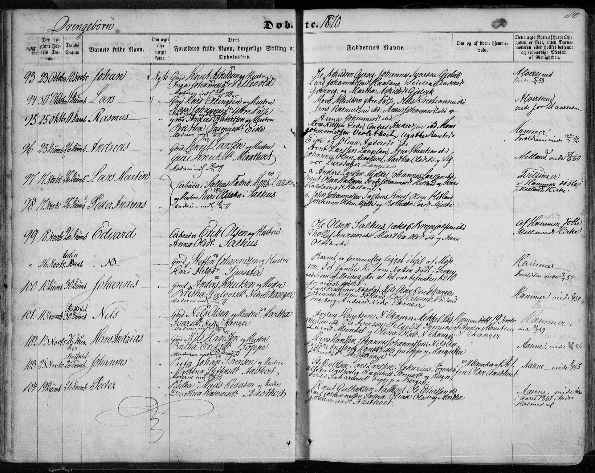 Hamre sokneprestembete, AV/SAB-A-75501/H/Ha/Haa/Haaa/L0014: Parish register (official) no. A 14, 1858-1872, p. 80