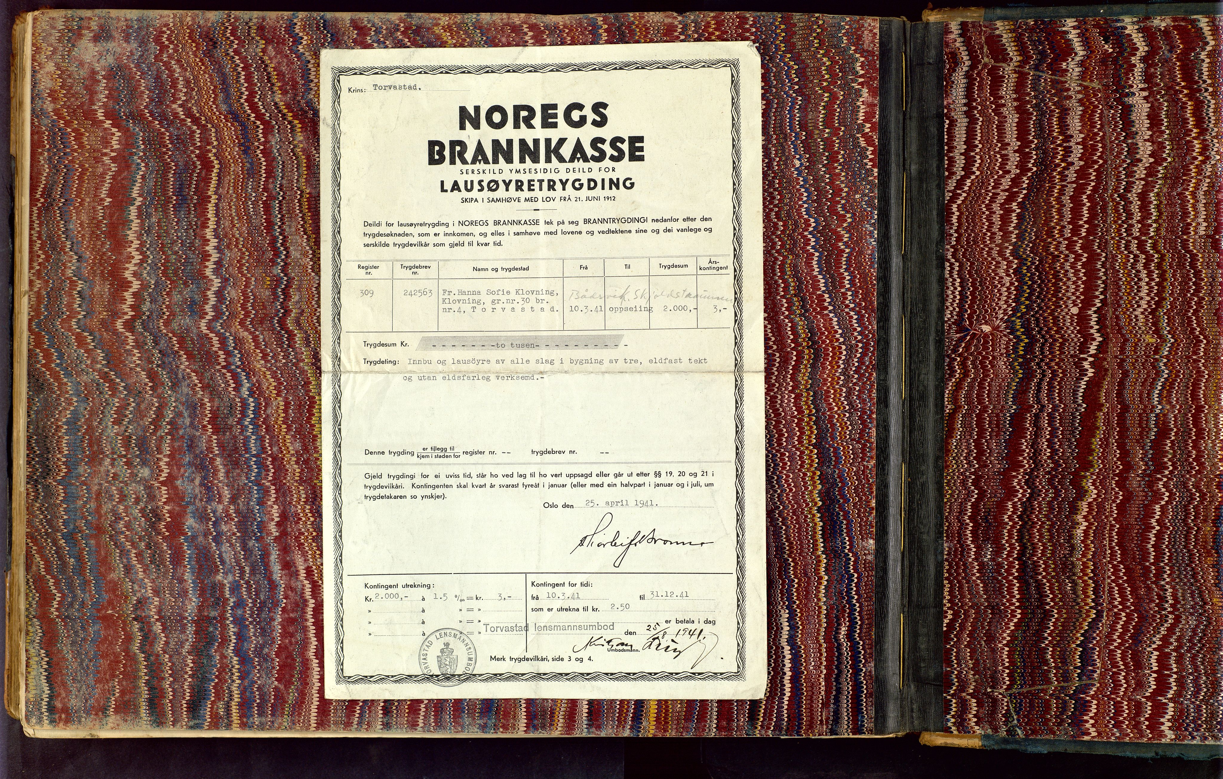 Norges Brannkasse Stavanger, SAST/A-102143/F/Fc/L0001: Brannkontingentprotokoll, 1903-1912