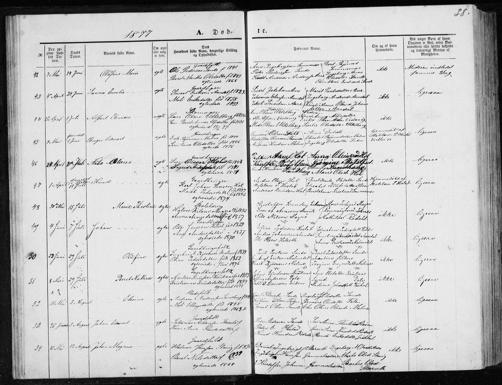 Ministerialprotokoller, klokkerbøker og fødselsregistre - Møre og Romsdal, AV/SAT-A-1454/565/L0754: Parish register (copy) no. 565C03, 1870-1896, p. 38