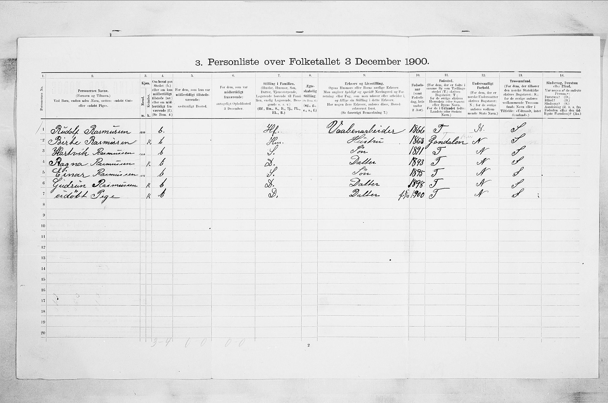 RA, 1900 census for Kongsberg, 1900, p. 3359
