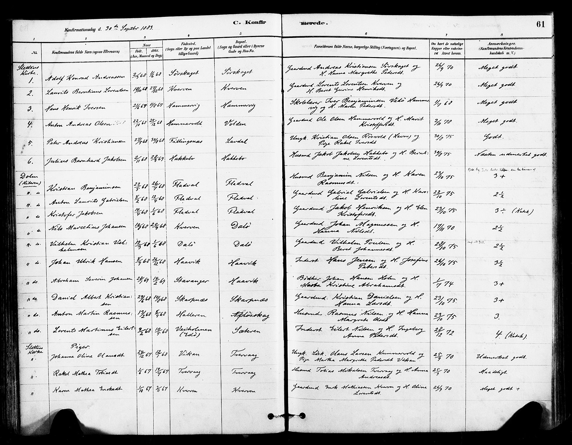 Ministerialprotokoller, klokkerbøker og fødselsregistre - Sør-Trøndelag, SAT/A-1456/641/L0595: Parish register (official) no. 641A01, 1882-1897, p. 61
