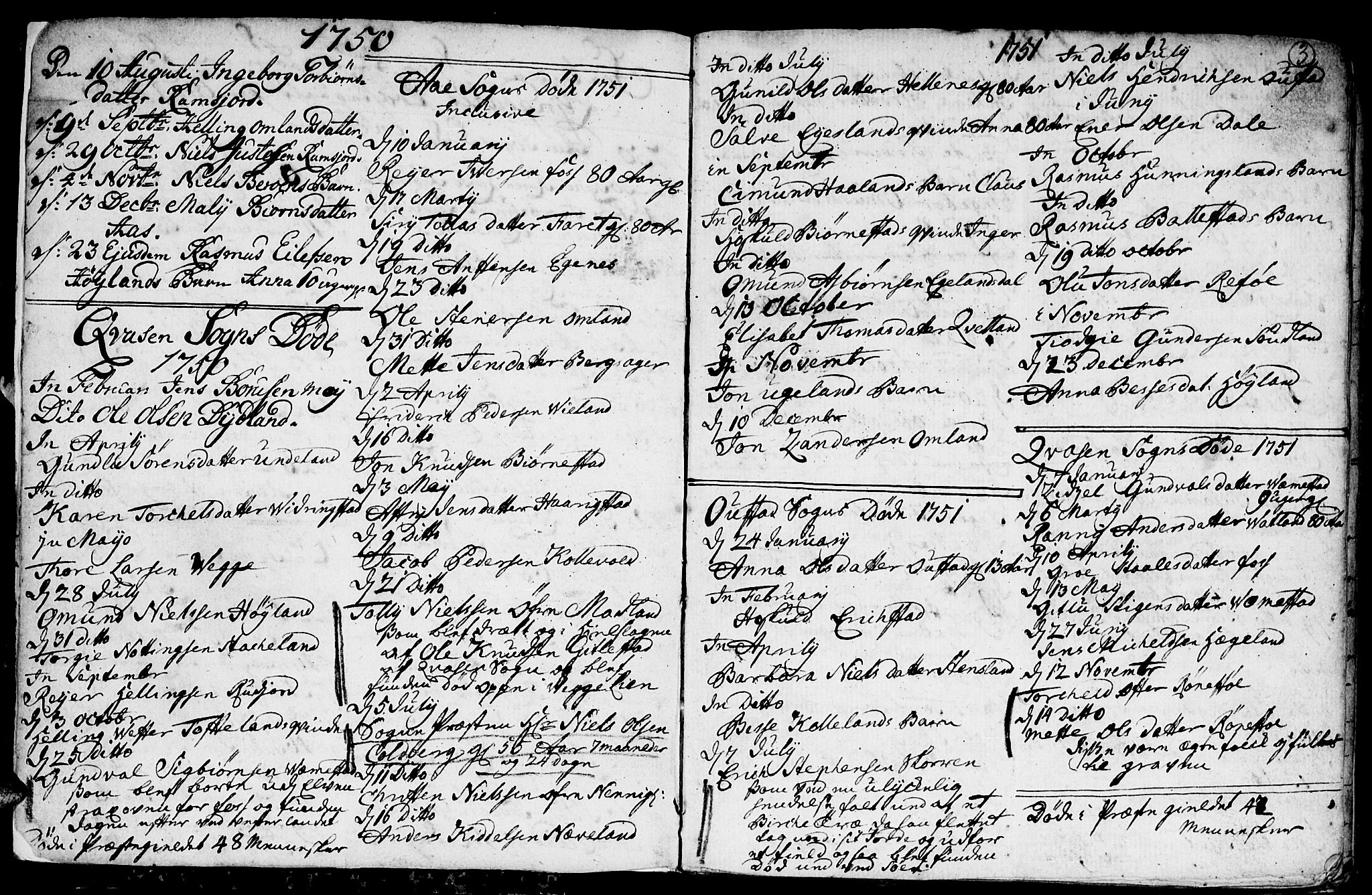 Lyngdal sokneprestkontor, SAK/1111-0029/F/Fa/Fac/L0003: Parish register (official) no. A 3, 1750-1803, p. 3