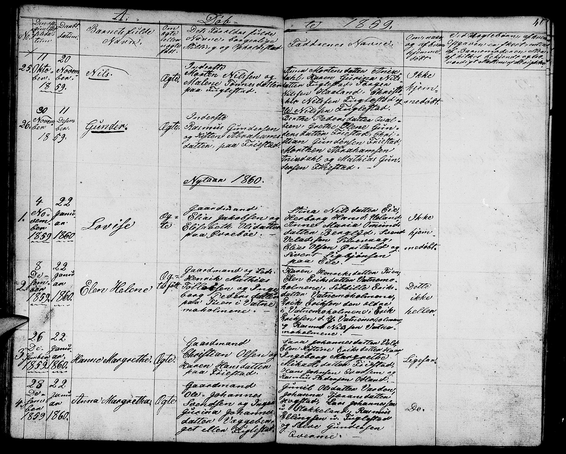 Eigersund sokneprestkontor, AV/SAST-A-101807/S09/L0003: Parish register (copy) no. B 3, 1846-1875, p. 46