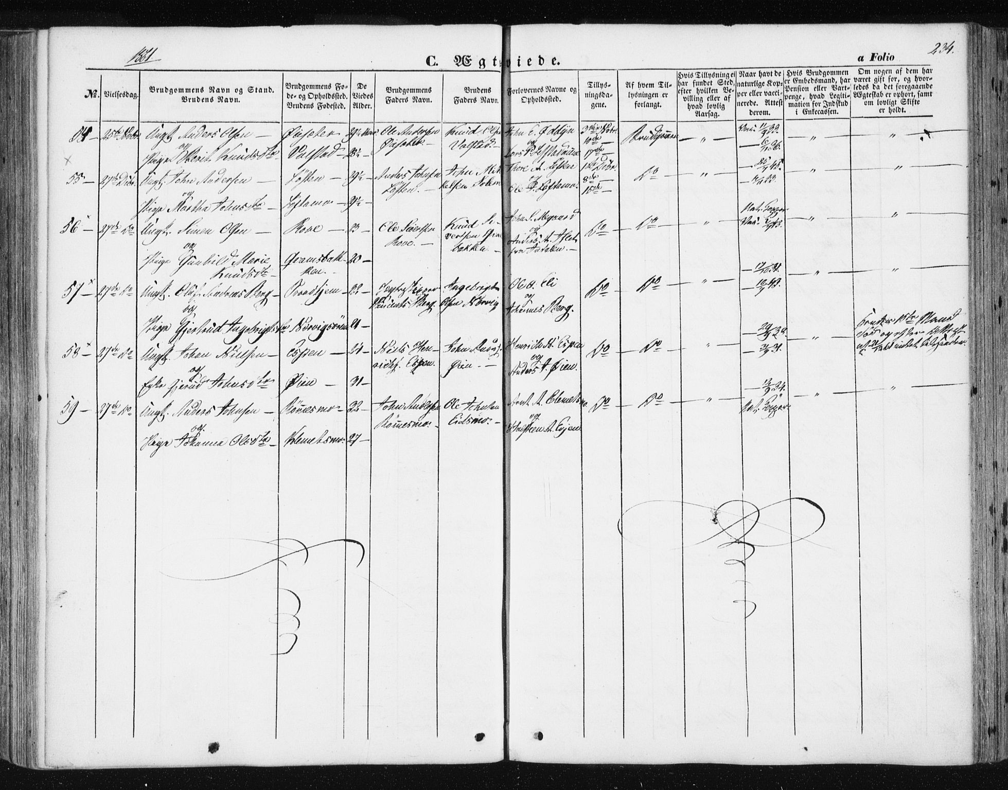 Ministerialprotokoller, klokkerbøker og fødselsregistre - Sør-Trøndelag, SAT/A-1456/668/L0806: Parish register (official) no. 668A06, 1854-1869, p. 234