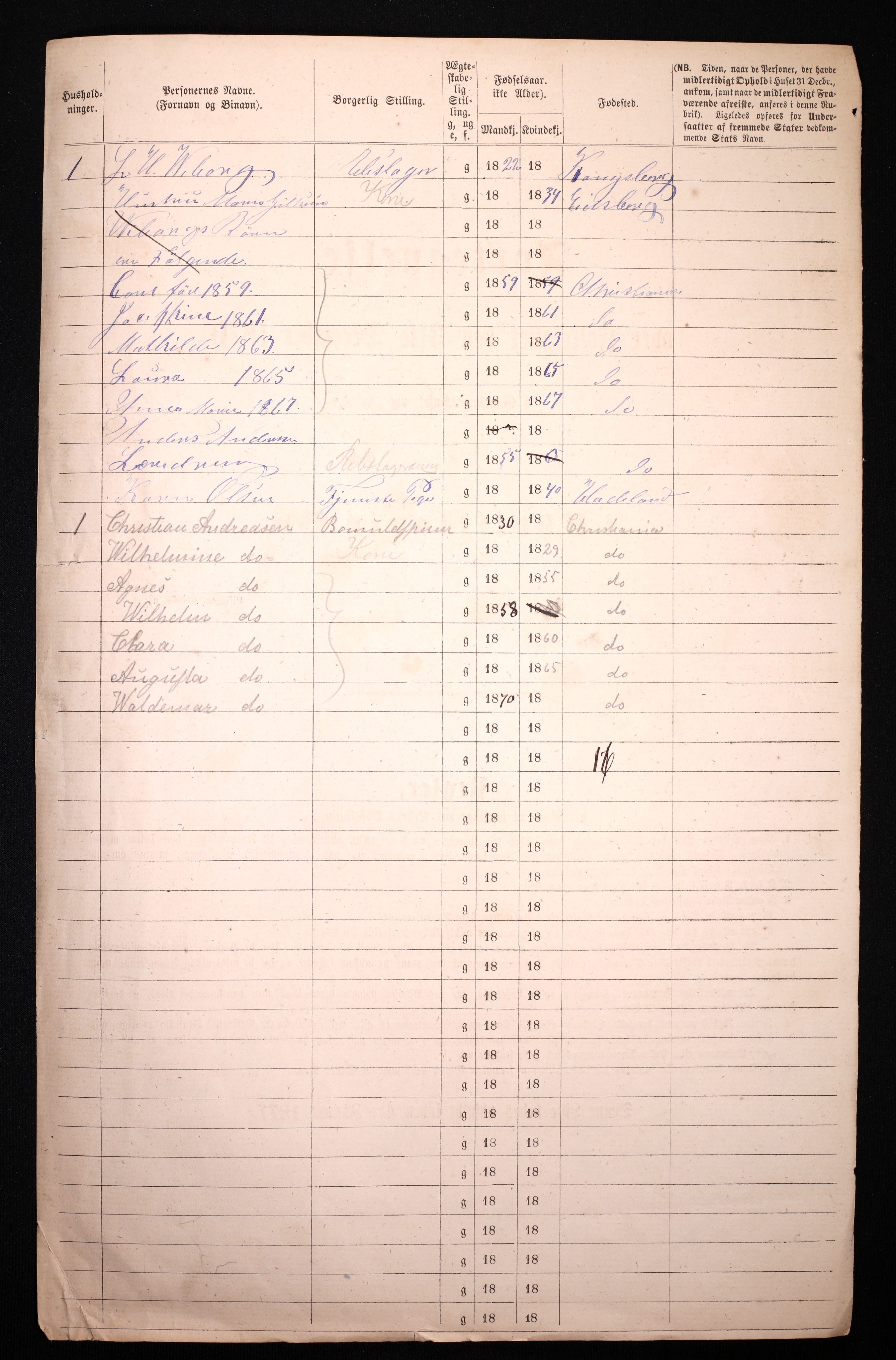 RA, 1870 census for 0301 Kristiania, 1870, p. 1108