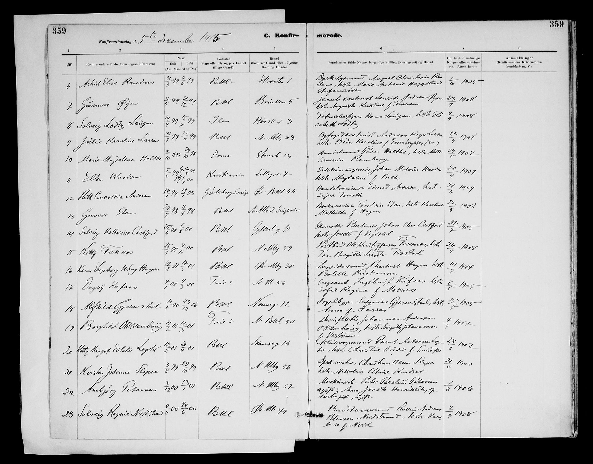 Ministerialprotokoller, klokkerbøker og fødselsregistre - Sør-Trøndelag, AV/SAT-A-1456/604/L0203: Parish register (official) no. 604A23, 1908-1916, p. 359