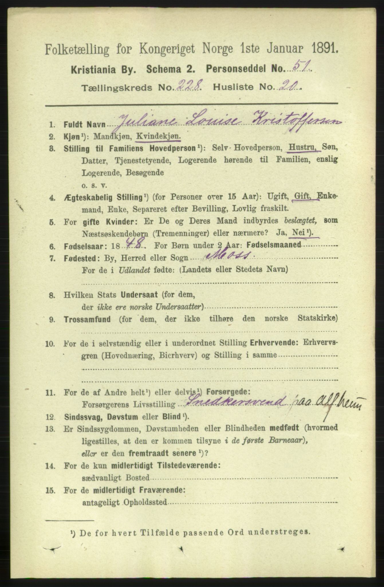 RA, 1891 census for 0301 Kristiania, 1891, p. 140121