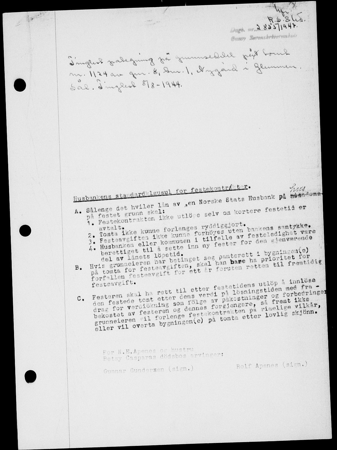 Onsøy sorenskriveri, SAO/A-10474/G/Ga/Gab/L0021: Mortgage book no. II A-21, 1947-1947, Diary no: : 2855/1947