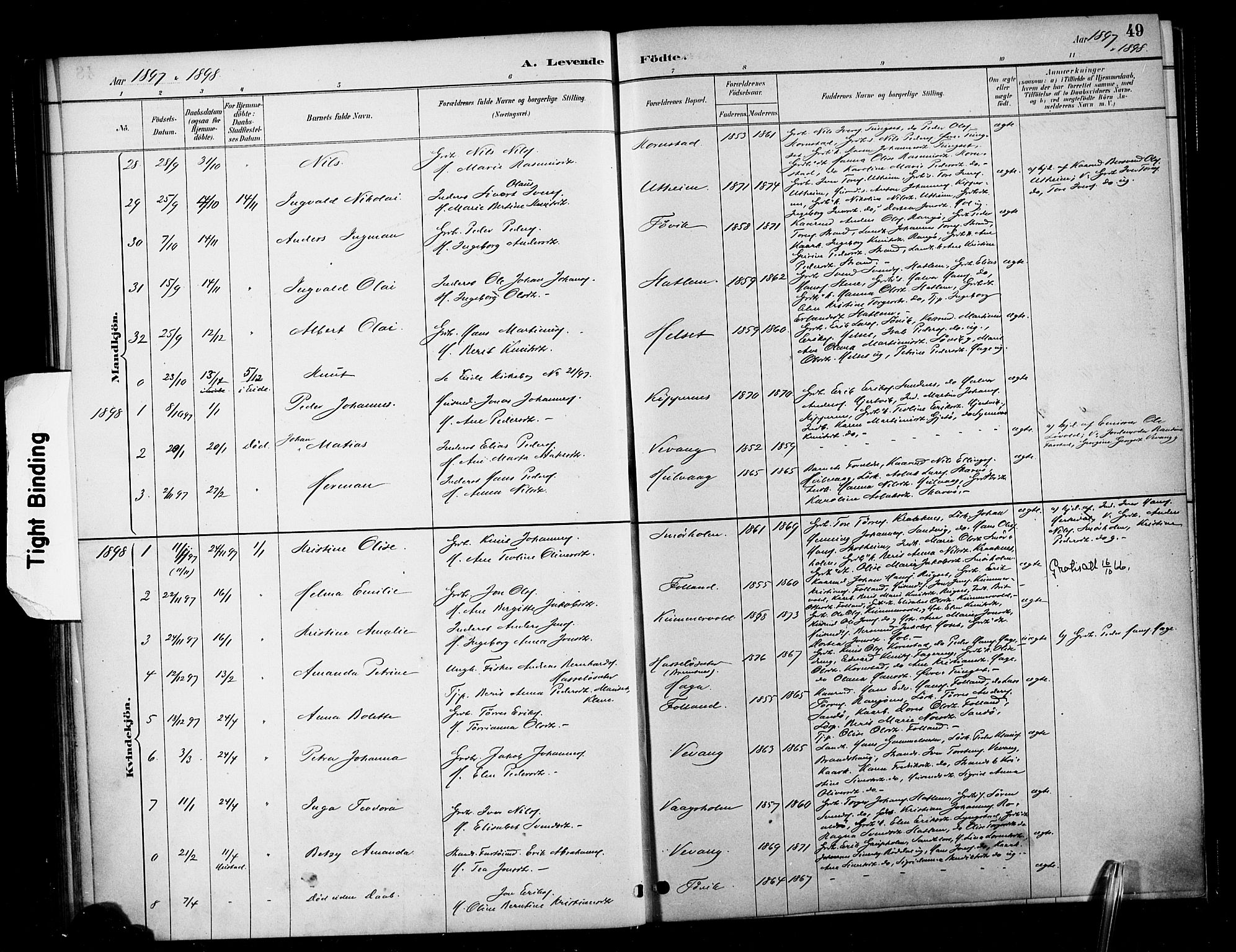Ministerialprotokoller, klokkerbøker og fødselsregistre - Møre og Romsdal, SAT/A-1454/570/L0832: Parish register (official) no. 570A06, 1885-1900, p. 49