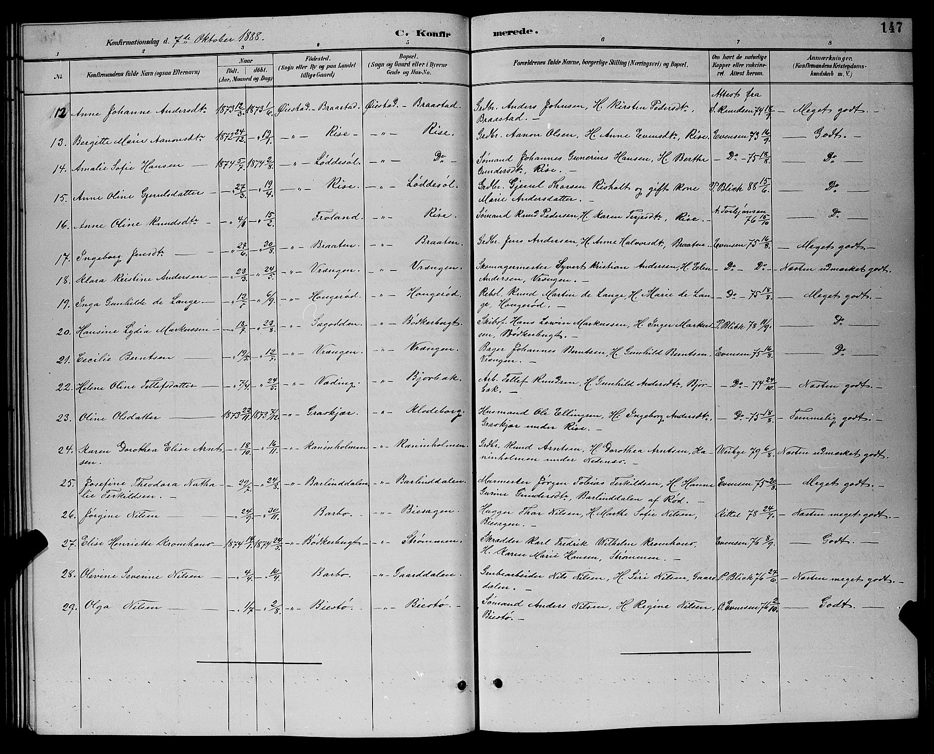 Øyestad sokneprestkontor, AV/SAK-1111-0049/F/Fb/L0009: Parish register (copy) no. B 9, 1886-1896, p. 147
