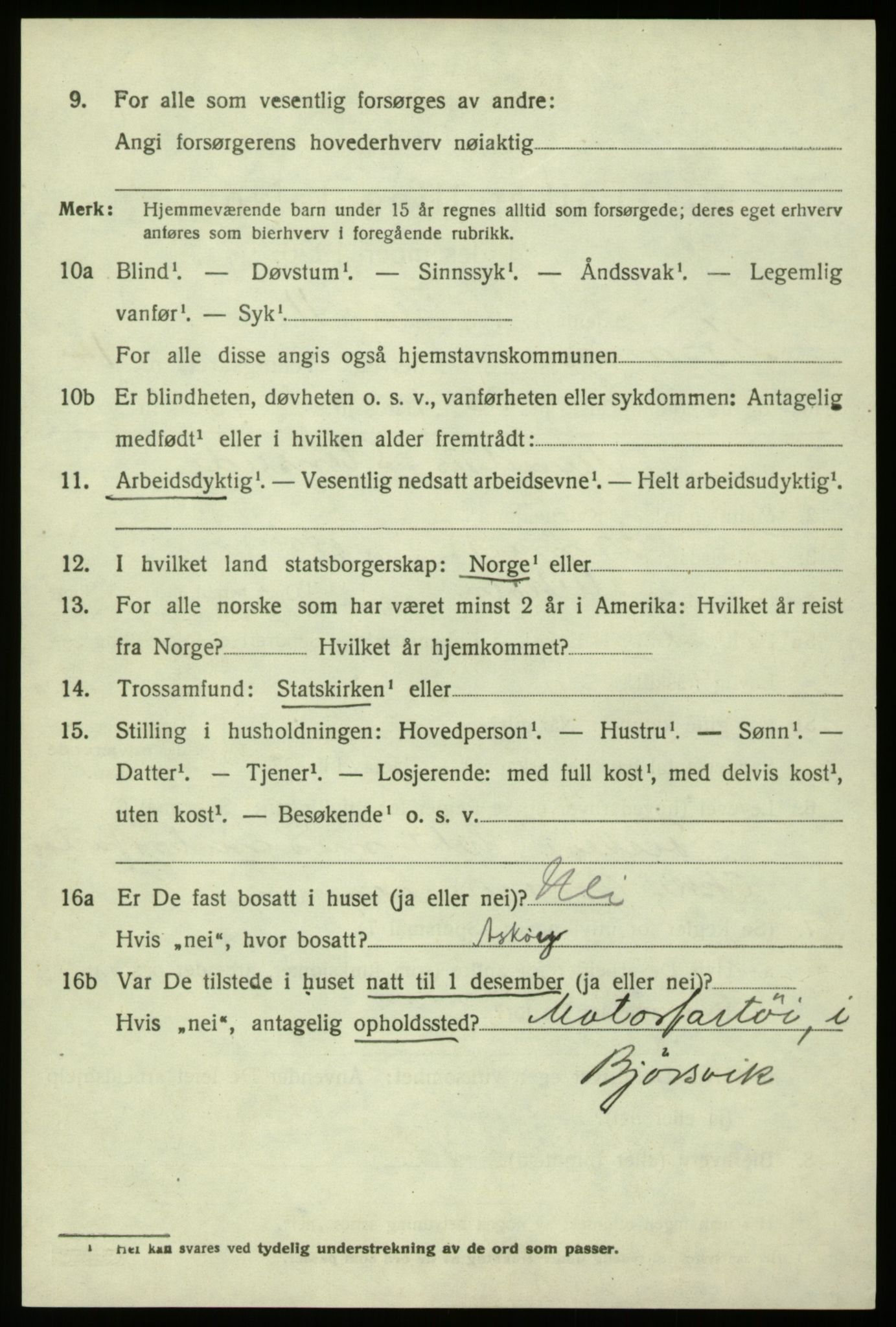 SAB, 1920 census for Hosanger, 1920, p. 5828