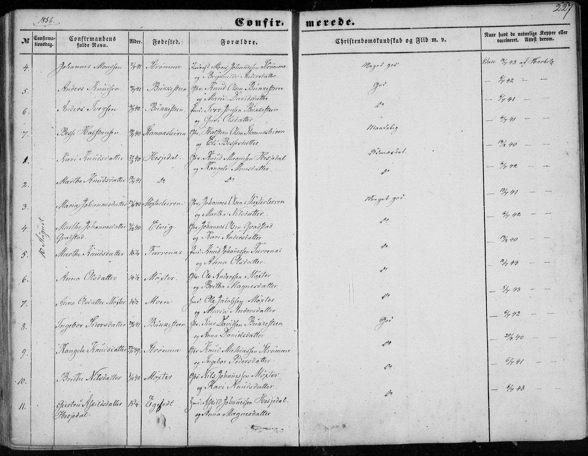 Haus sokneprestembete, AV/SAB-A-75601/H/Haa: Parish register (official) no. A 16 I, 1848-1857, p. 227