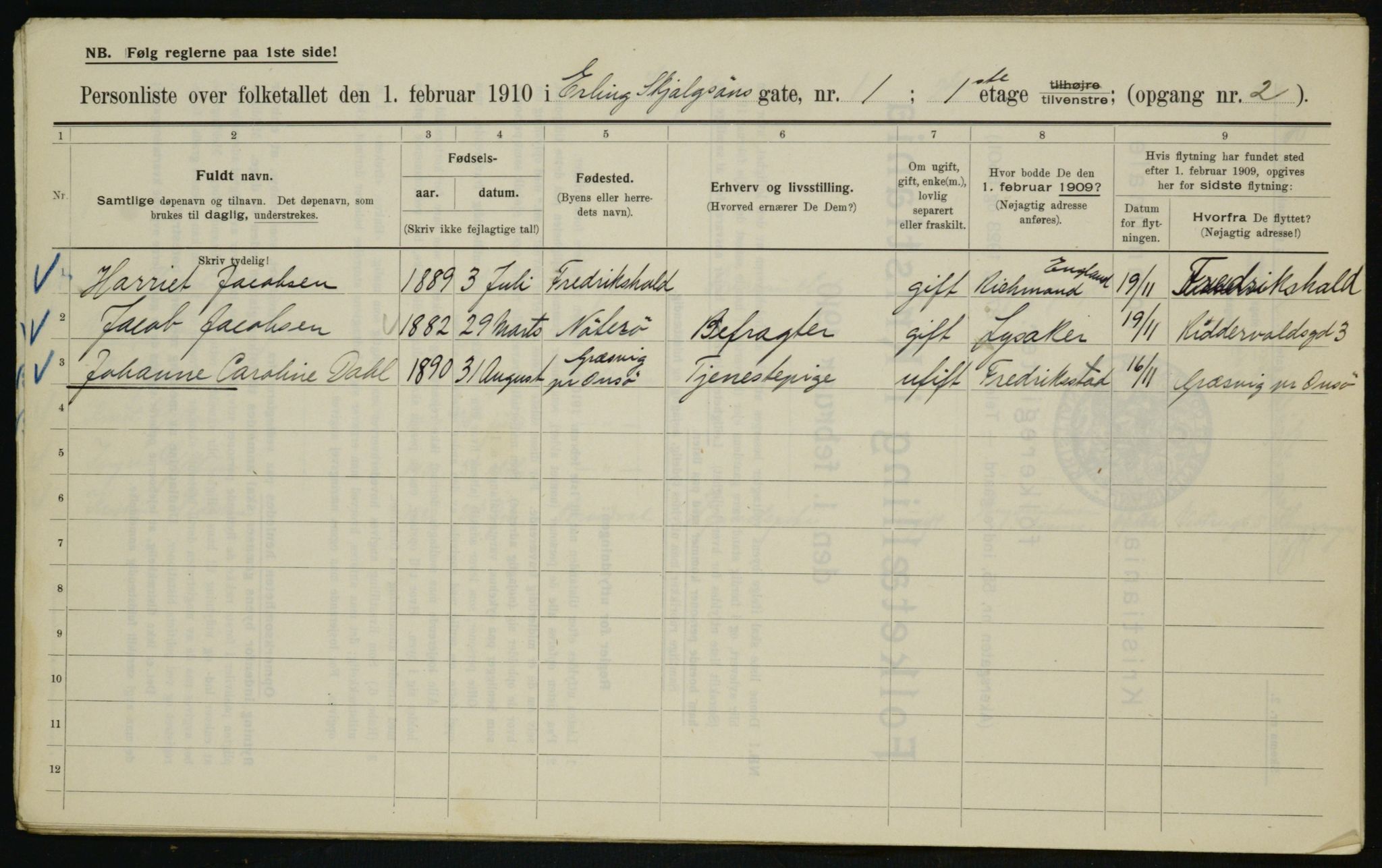 OBA, Municipal Census 1910 for Kristiania, 1910, p. 20694