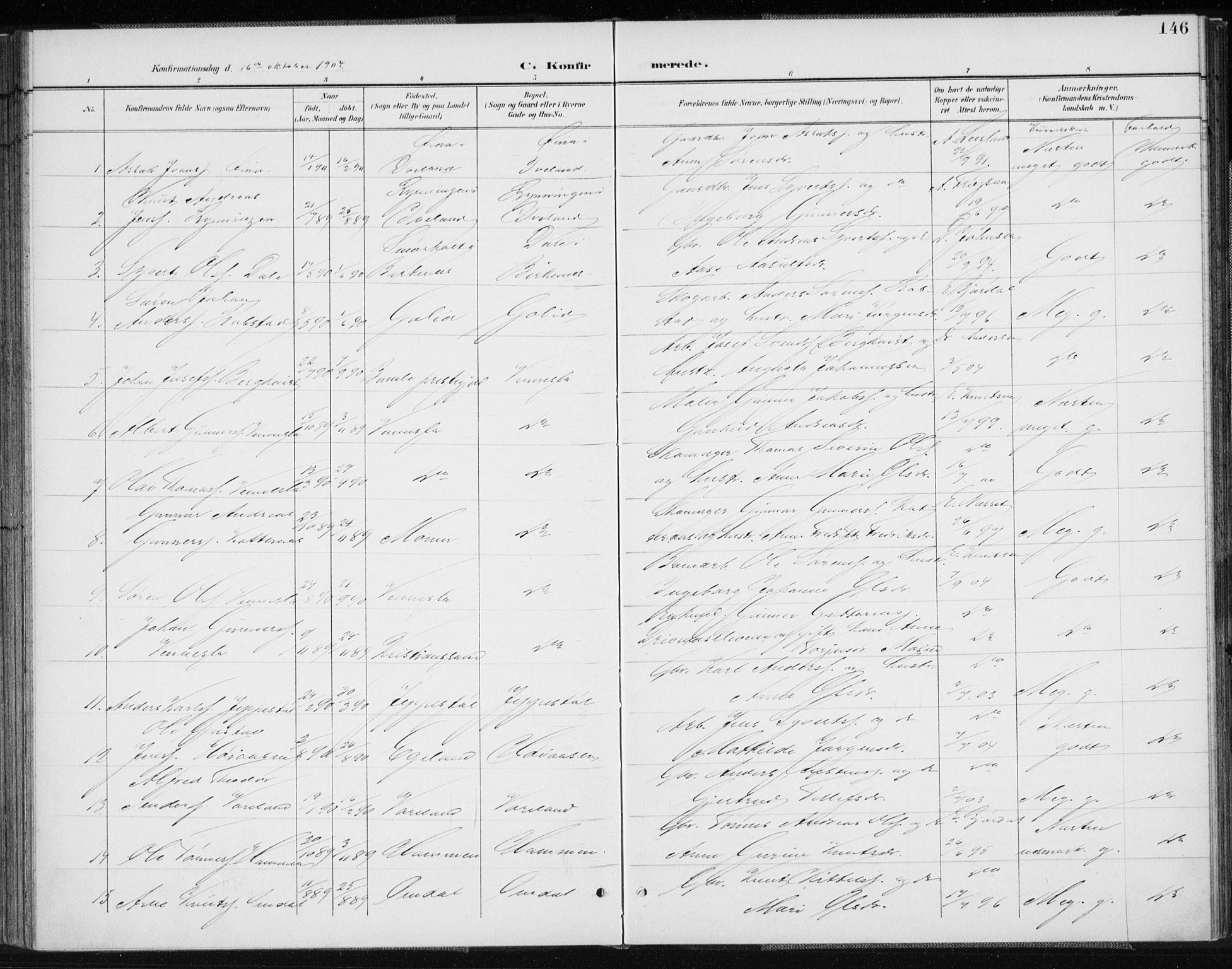 Vennesla sokneprestkontor, AV/SAK-1111-0045/Fa/Fab/L0005: Parish register (official) no. A 5, 1897-1909, p. 146