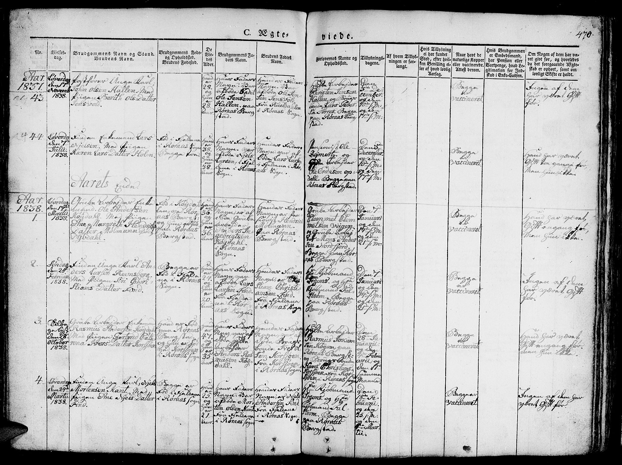 Ministerialprotokoller, klokkerbøker og fødselsregistre - Sør-Trøndelag, SAT/A-1456/681/L0939: Parish register (copy) no. 681C03, 1829-1855, p. 470