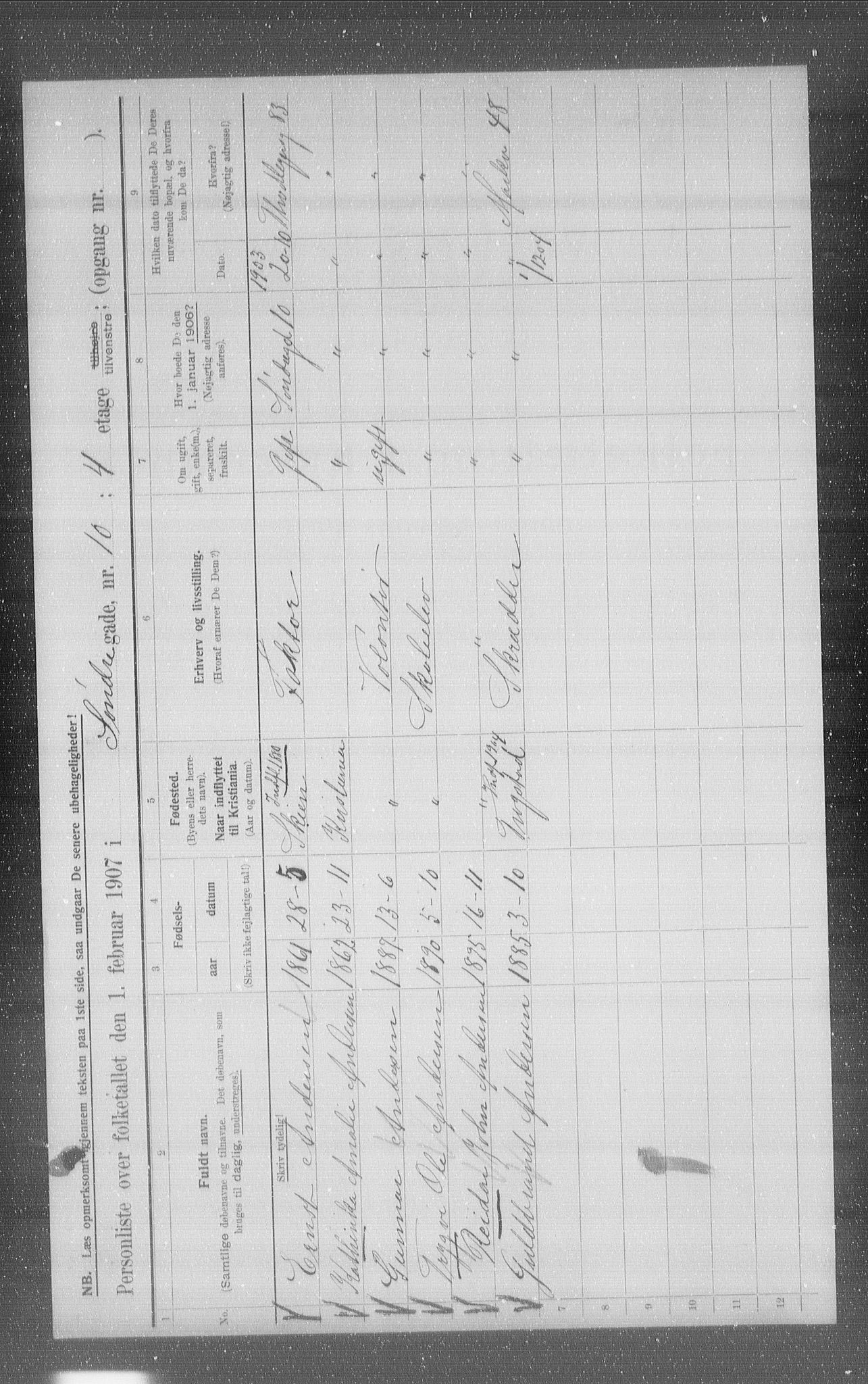 OBA, Municipal Census 1907 for Kristiania, 1907, p. 54127