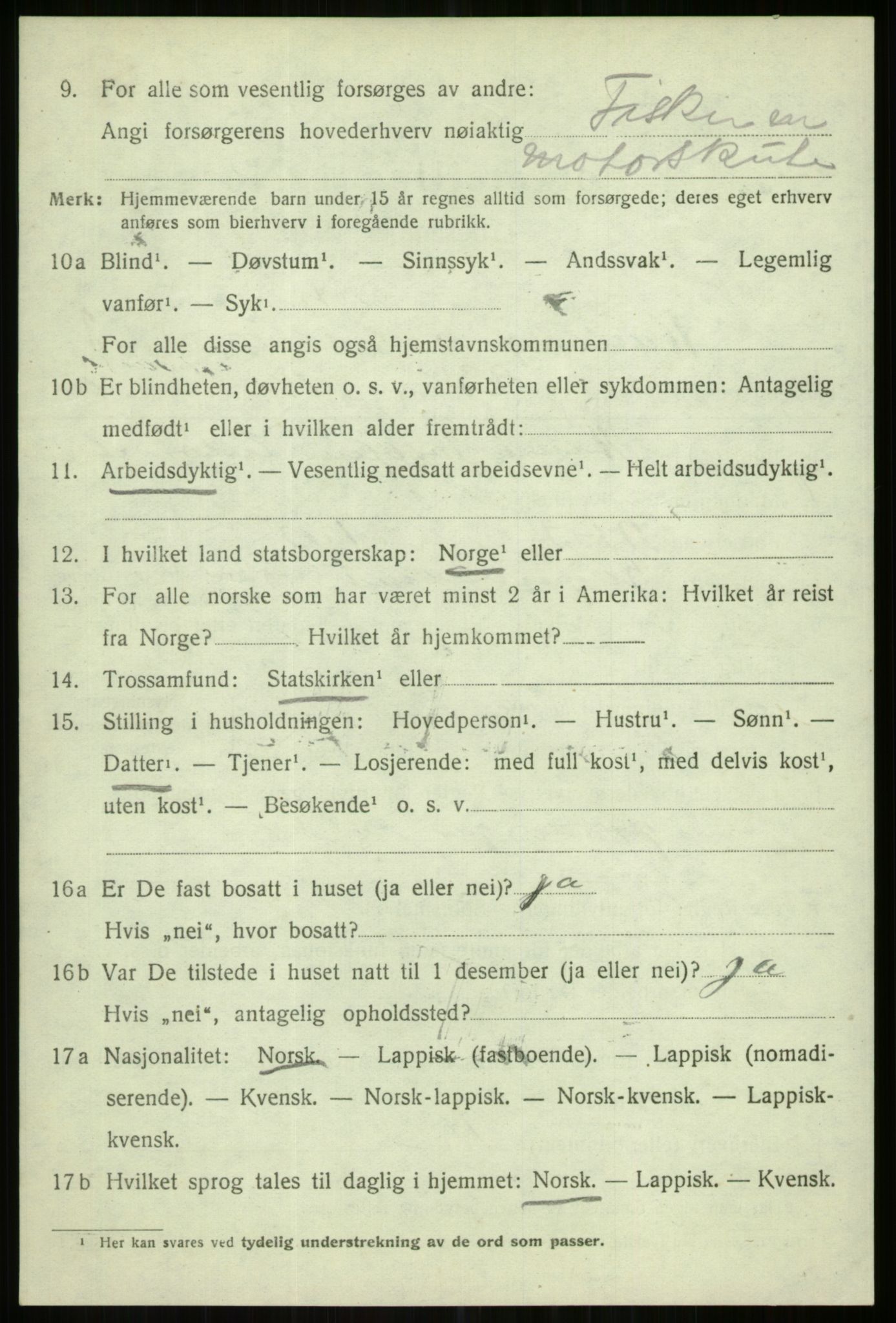 SATØ, 1920 census for Karlsøy, 1920, p. 2007