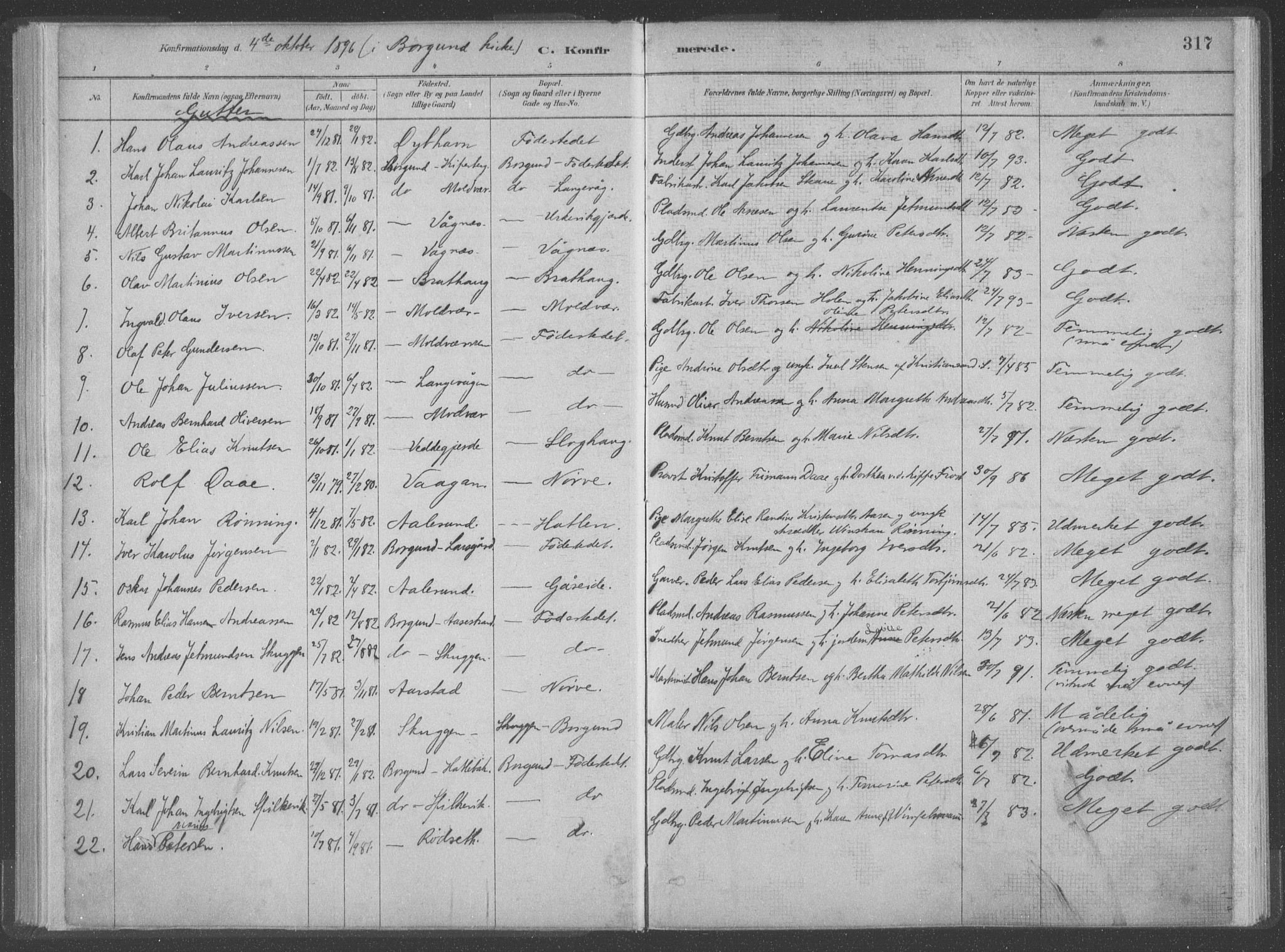 Ministerialprotokoller, klokkerbøker og fødselsregistre - Møre og Romsdal, SAT/A-1454/528/L0402: Parish register (official) no. 528A12II, 1880-1903, p. 317