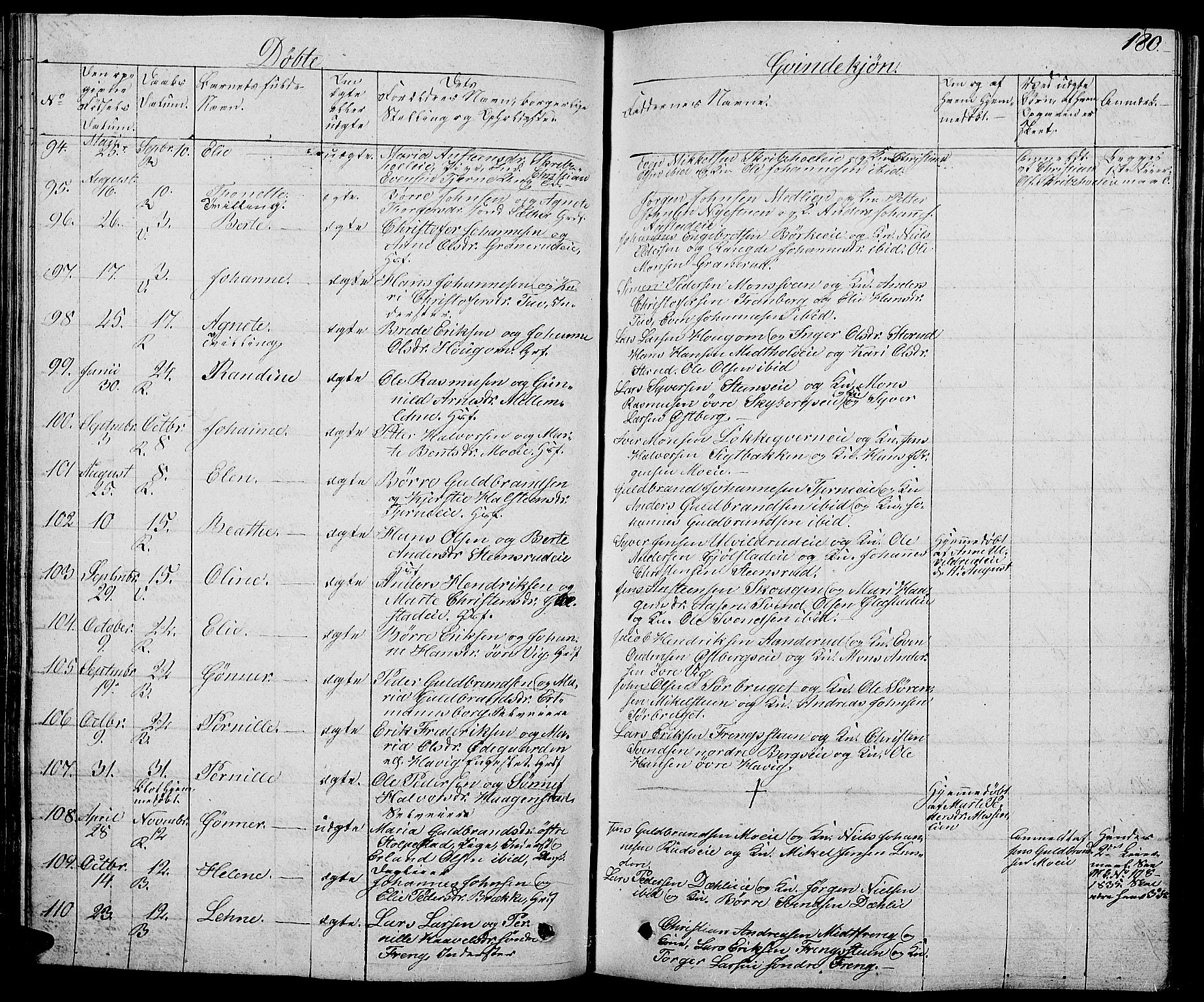 Ringsaker prestekontor, AV/SAH-PREST-014/L/La/L0004: Parish register (copy) no. 4, 1827-1838, p. 180