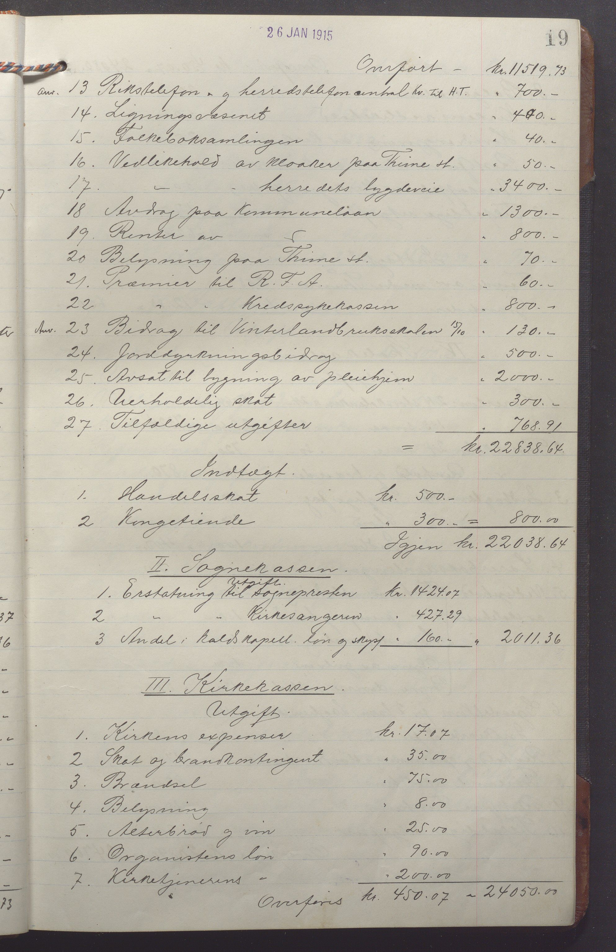 Time kommune - Formannskapet, IKAR/K-100592/A/Aa/L0007: Møtebok, 1914-1920, p. 19